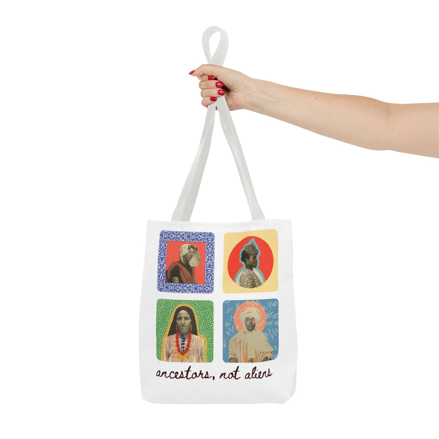 'Ancestors, not Aliens' Tote Bag (4 designs, 4 immigrants) | Alien Nation™