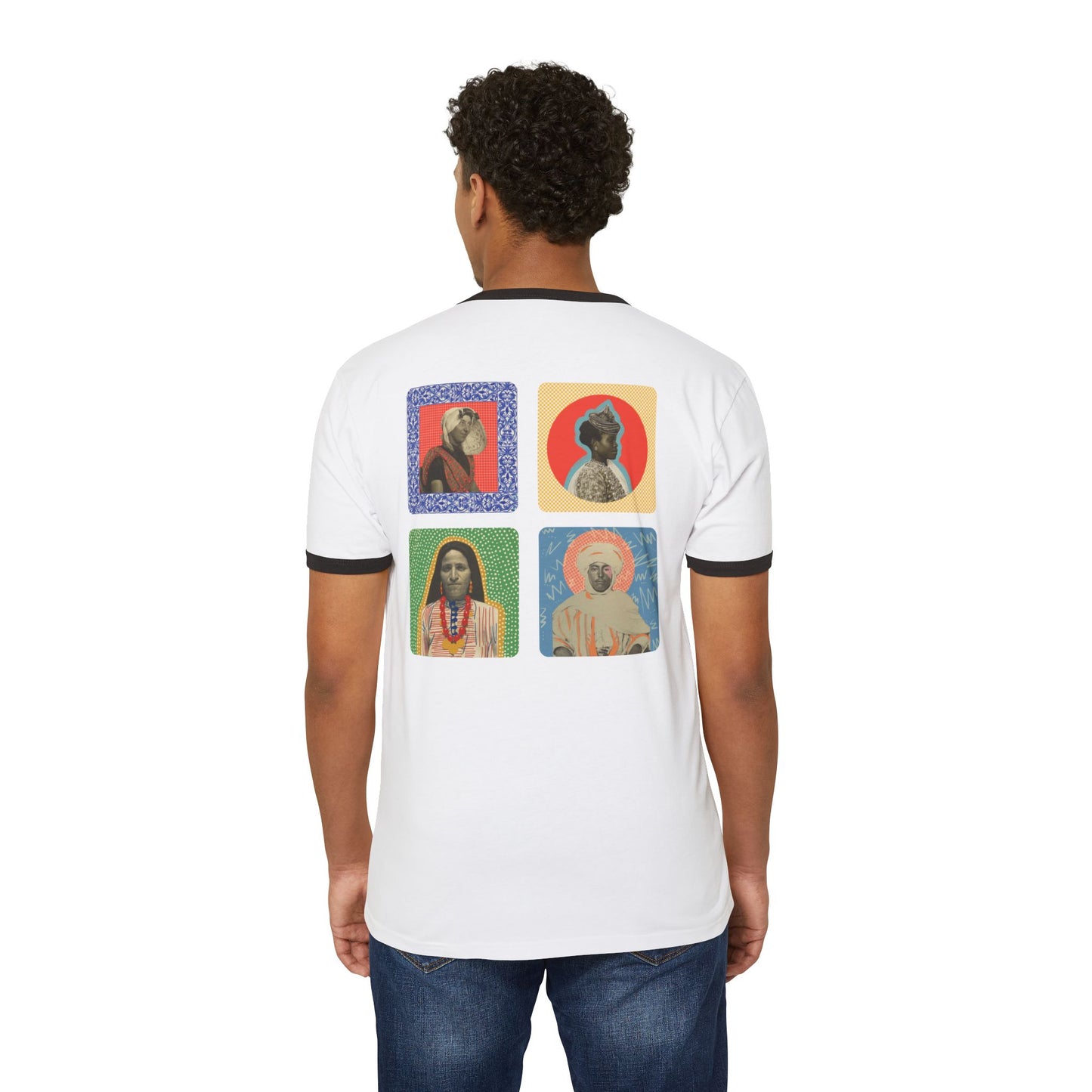 'Ancestors, Not Aliens' Unisex Cotton Ringer T-Shirt (4 designs, 4 immigrants) | Alien Nation™