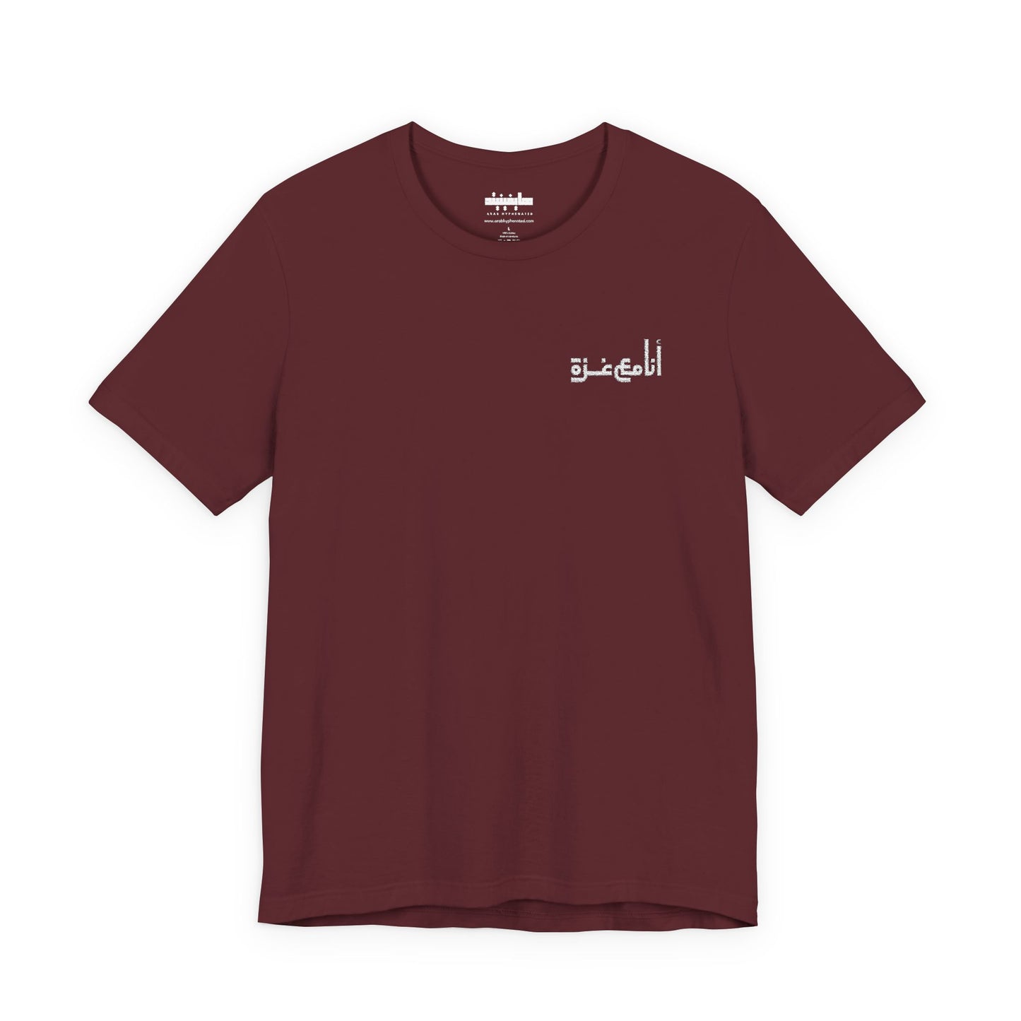 'I stand with Gaza' in Arabic | انا مع غزّة | Minimalist Embroidered Unisex Tee | Dark Colors