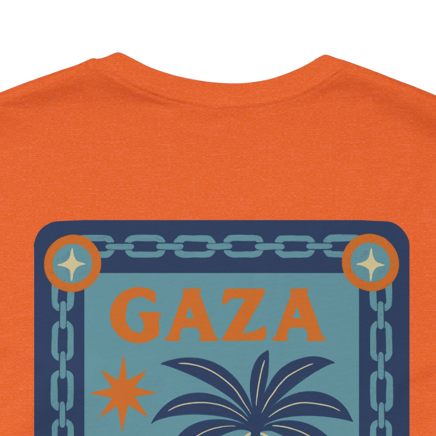 Gaza 'Break the Chains' Unisex Graphic Tee | Front & Back Print | Aqua + Orange