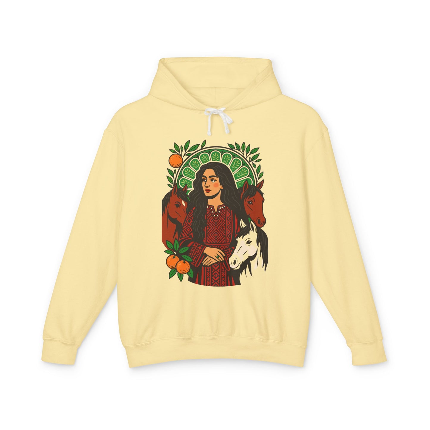 'Palestinian Woman' Ancestor Heritage Hooded Sweatshirt (Lightweight, Unisex)