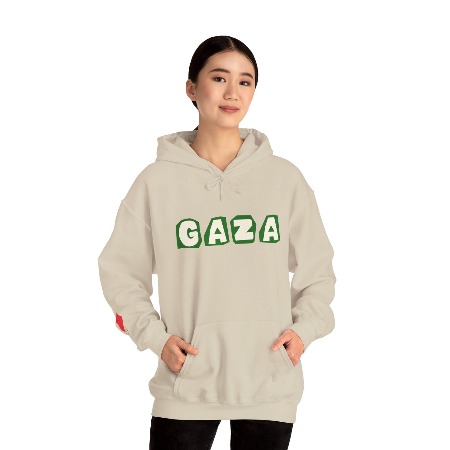'We are Gaza' Heritage Hooded Sweatshirt (Chest & Sleeve Original Designs, Print)
