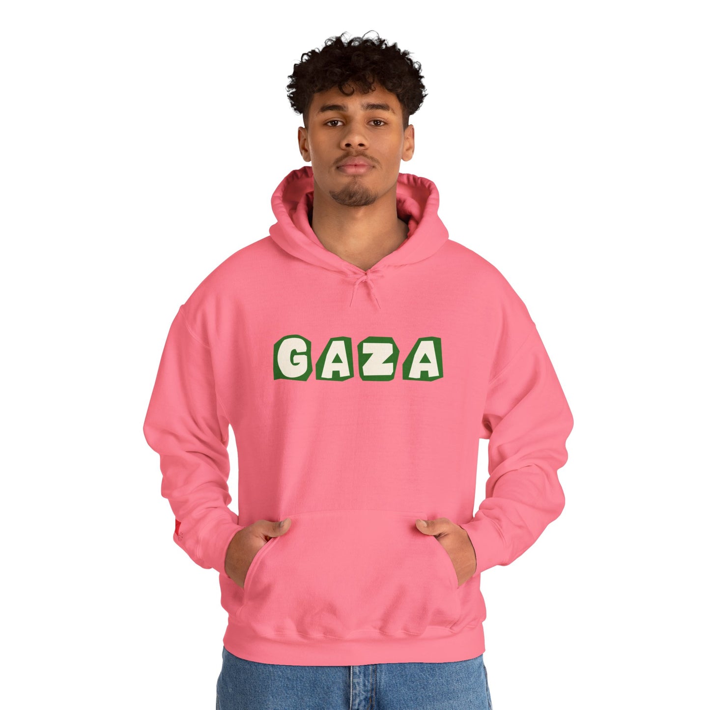 'We are Gaza' Heritage Hooded Sweatshirt (Chest & Sleeve Original Designs, Print)