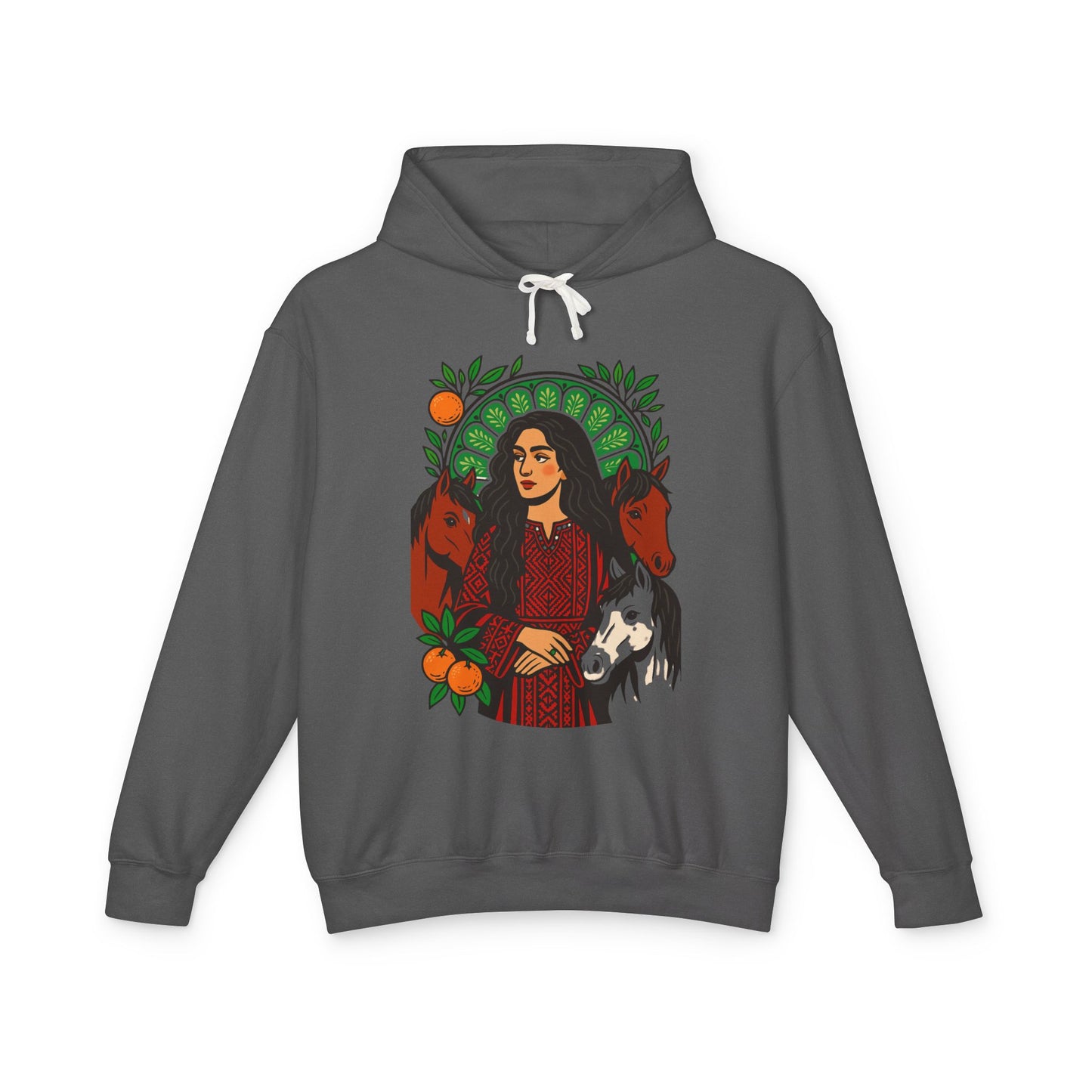'Palestinian Woman' Ancestor Heritage Hooded Sweatshirt (Lightweight, Unisex)