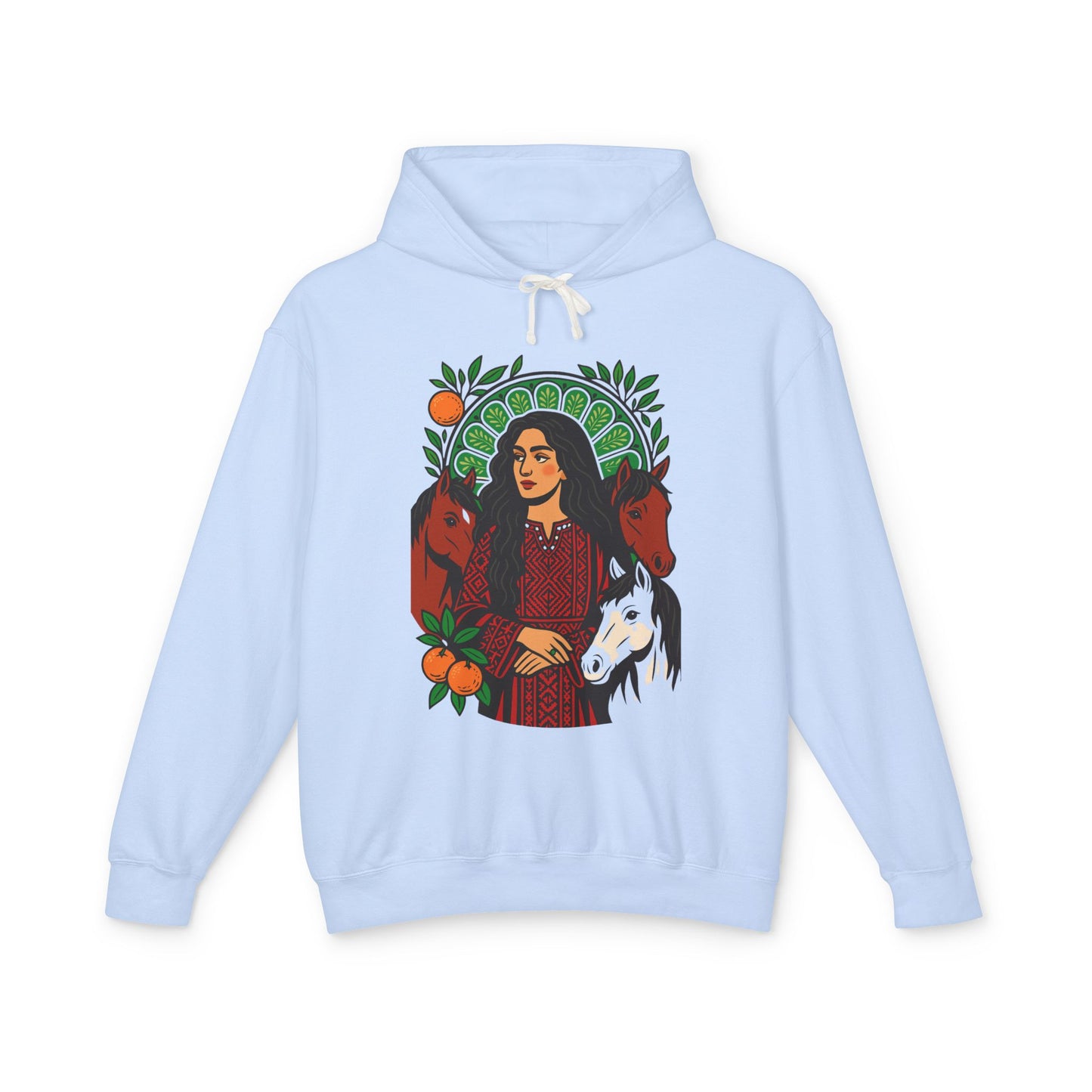 'Palestinian Woman' Ancestor Heritage Hooded Sweatshirt (Lightweight, Unisex)