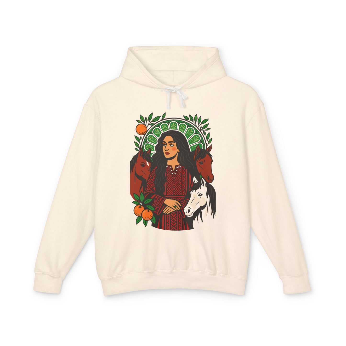 'Palestinian Woman' Ancestor Heritage Hooded Sweatshirt (Lightweight, Unisex)