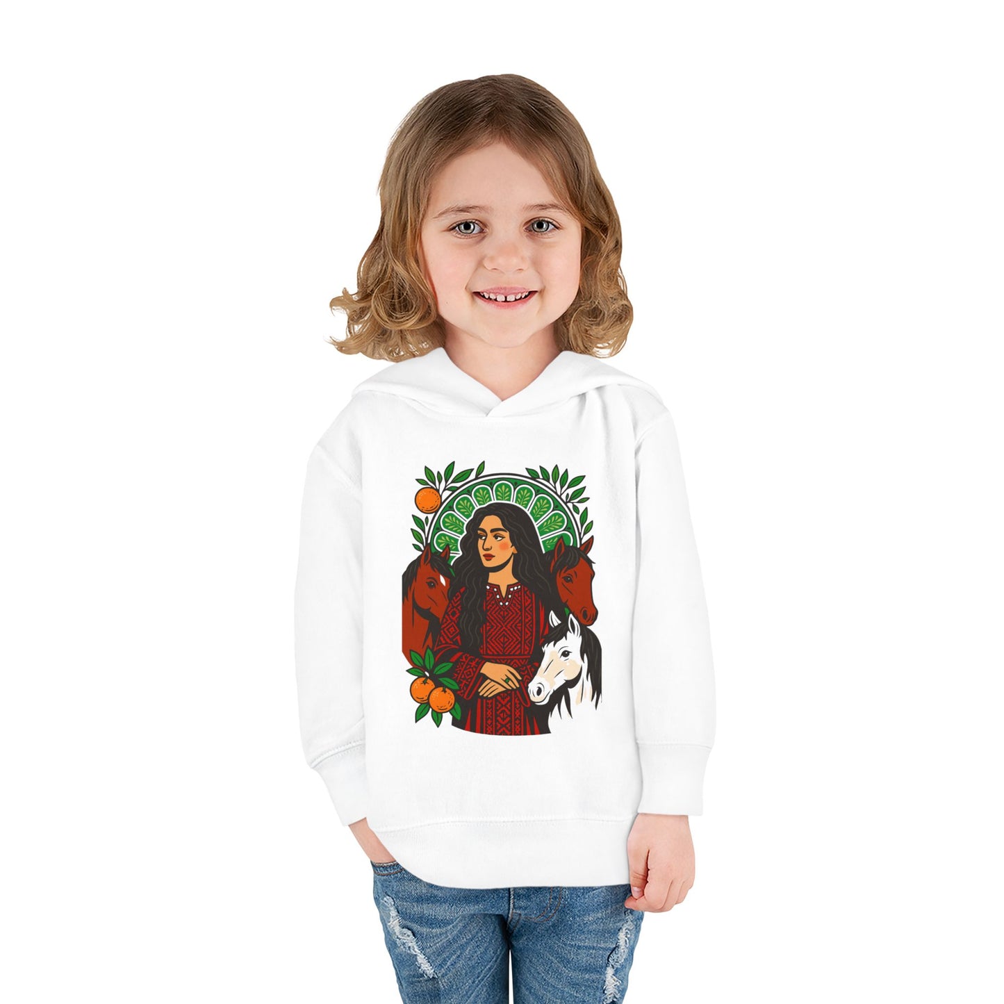 'Palestinian Equestrian Woman' Ancestor Heritage Hooded Sweatshirt (Toddler, Unisex) | 2-6T