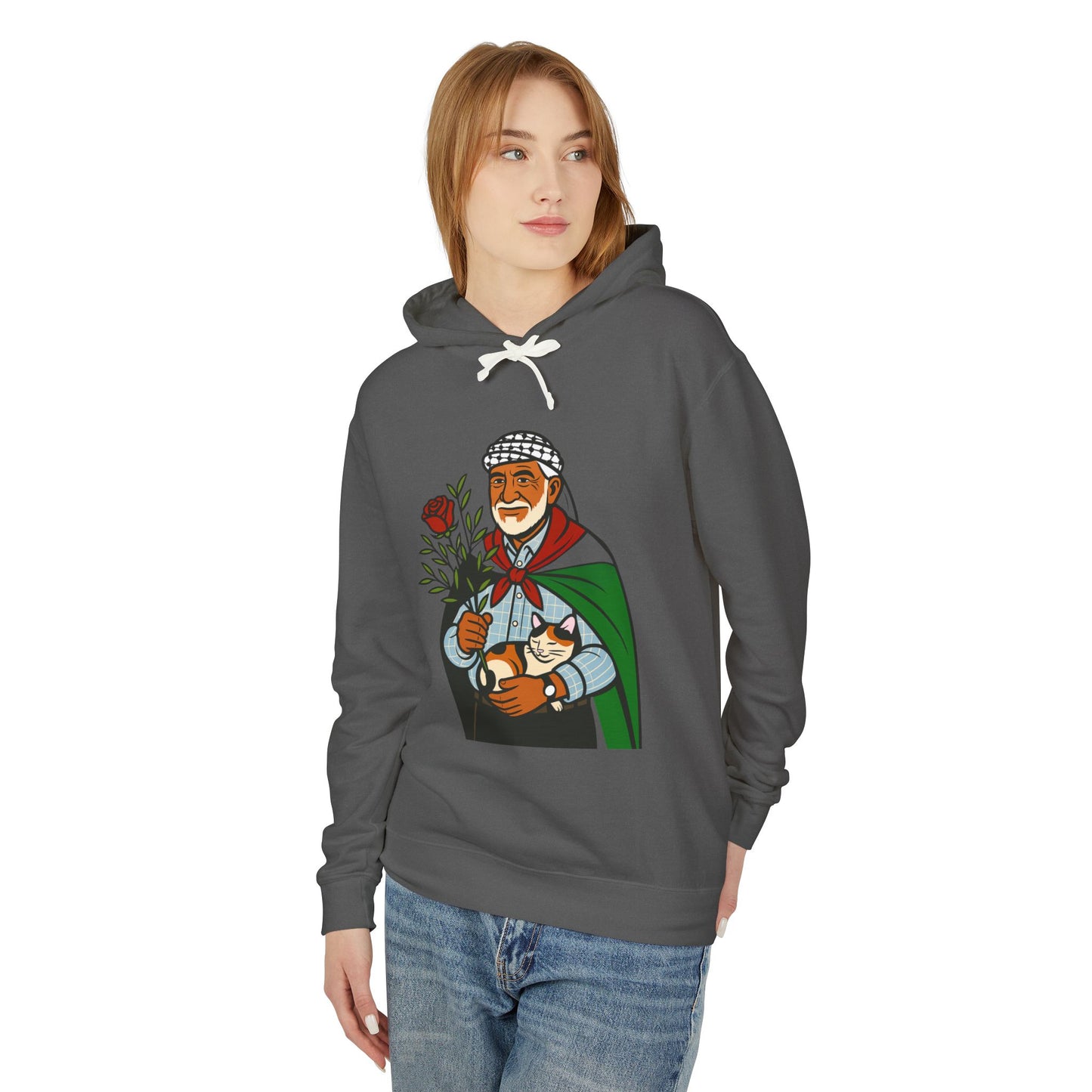 "Palestinian Jadu" (Grandpa) Ancestor Heritage Hooded Sweatshirt (Lightweight, Unisex)