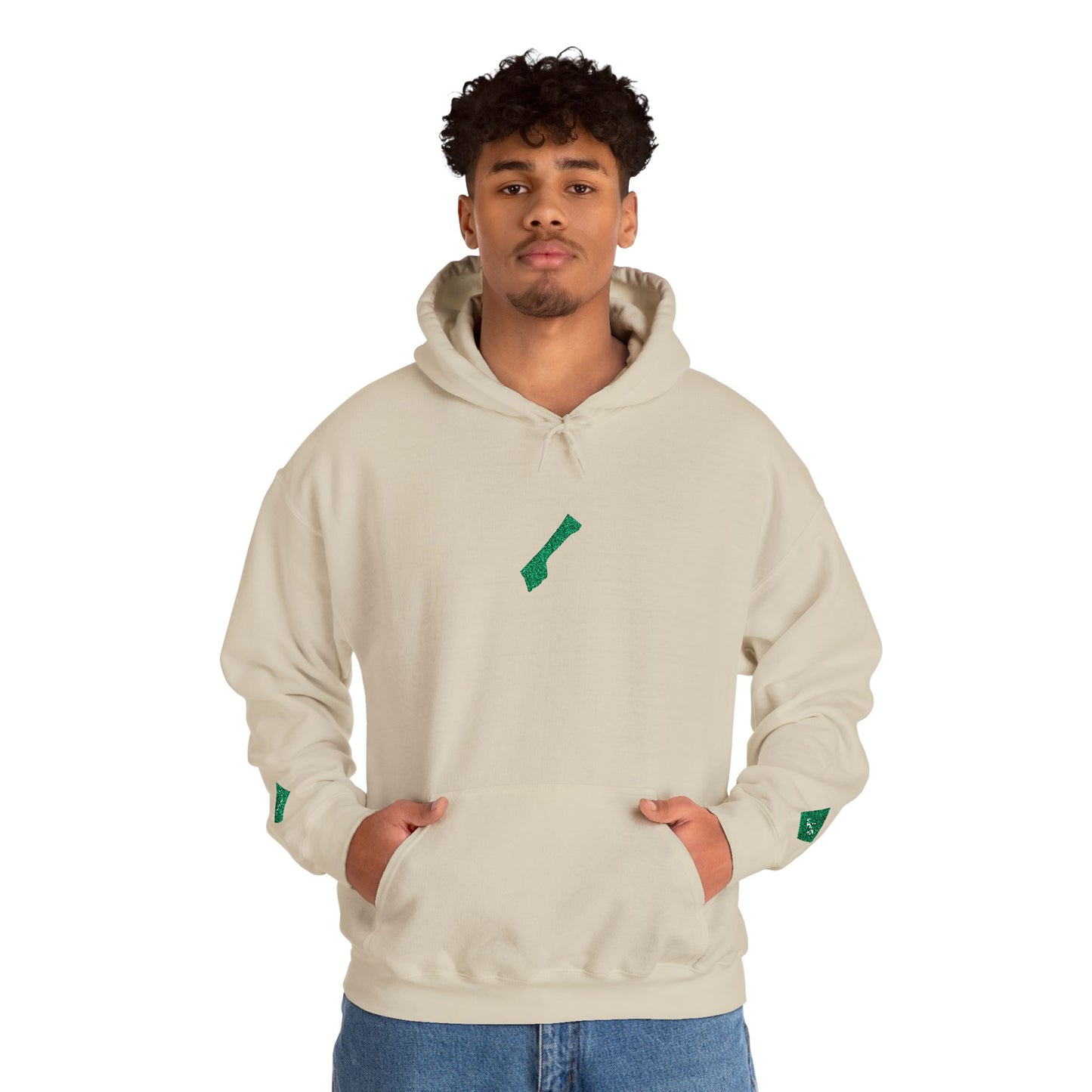 'Gaza, You Are Not Alone." Solidarity Hoodie (Unisex) | Green Embroidery, Light Colors