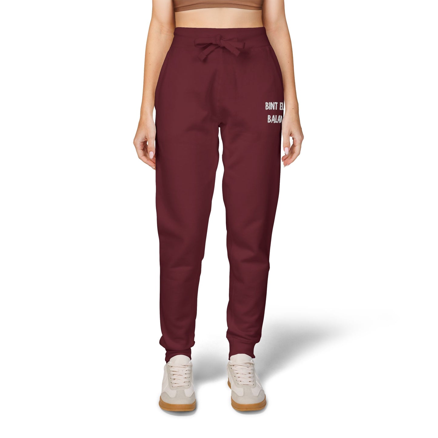'Bint El Balad' 'Daughter of the Land' Fleece Embroidered Joggers | Arab Hyphenated™ Staple