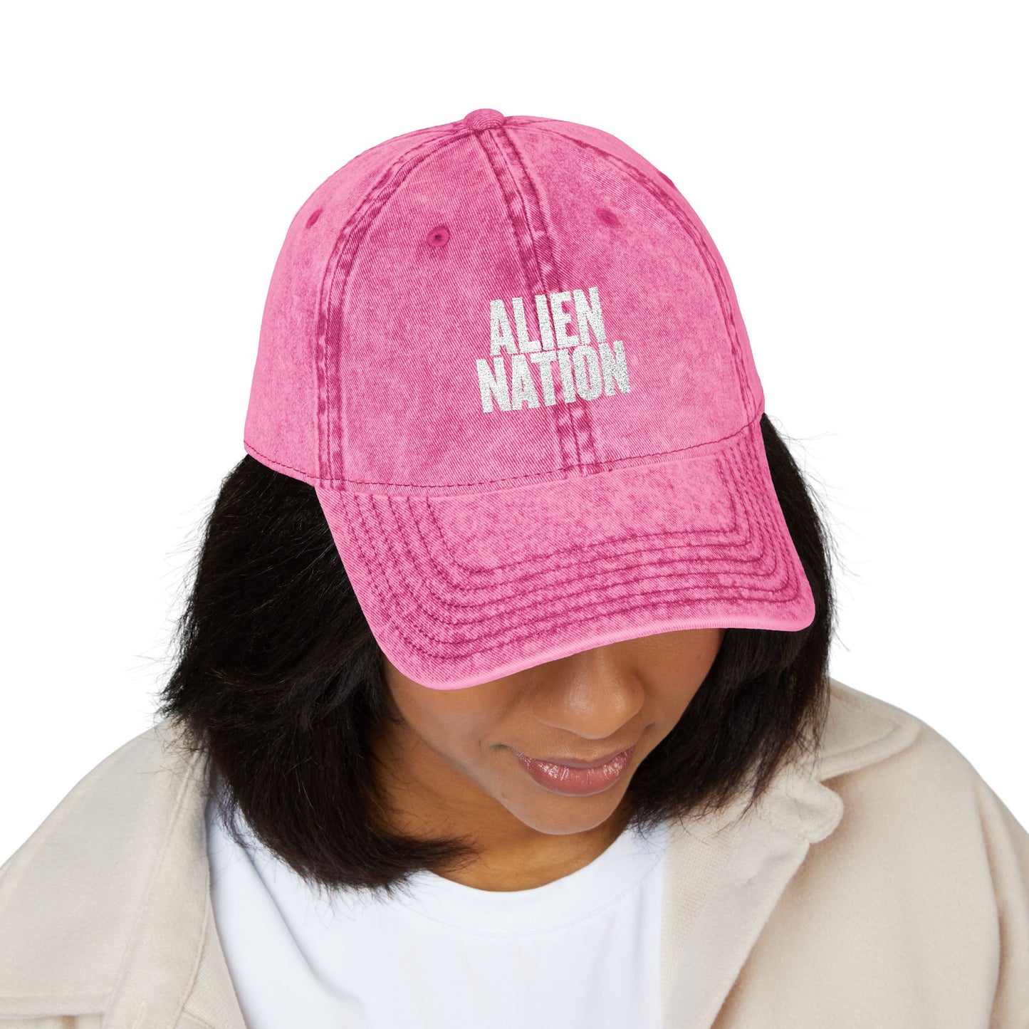 'Alien Nation. We come in peace.' Embroidered Vintage Heritage Ball Cap (2-Sided Print)