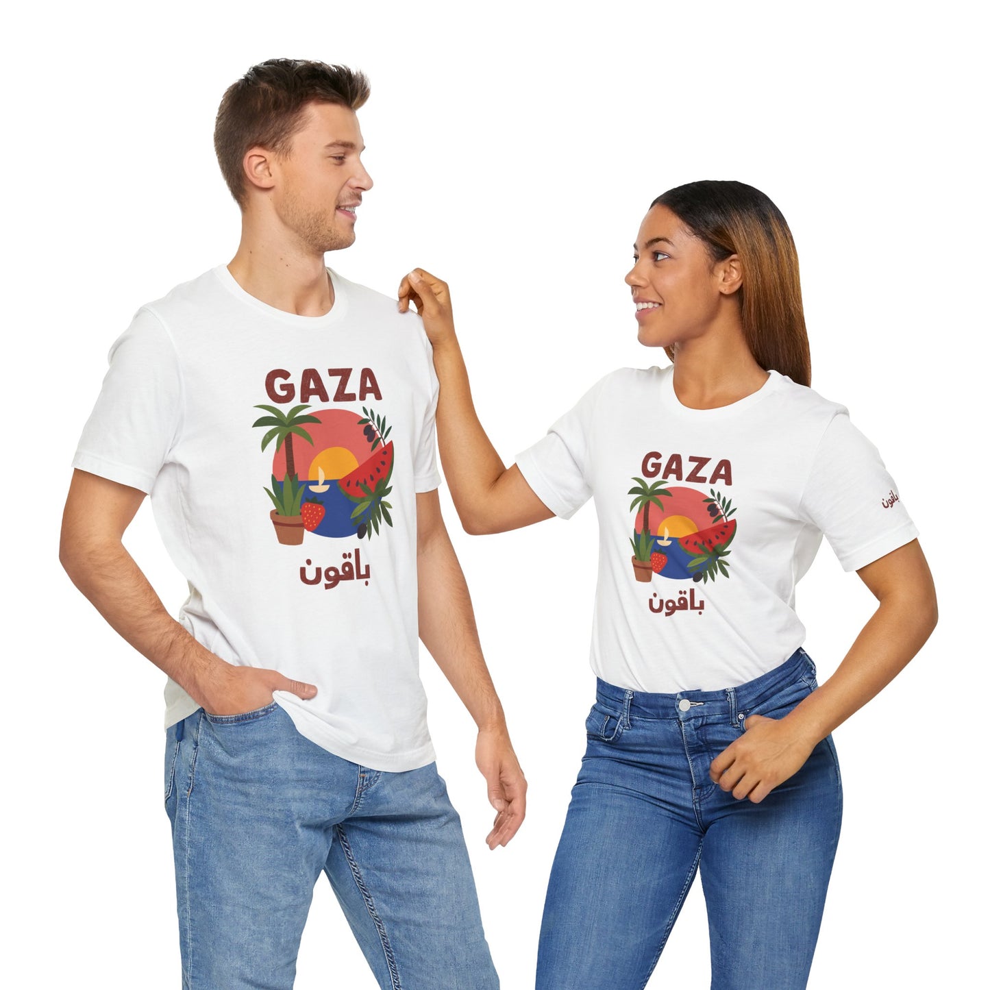 'Gaza Will Bloom Again' Unisex Graphic T-Shirt | Front & Sleeve Print