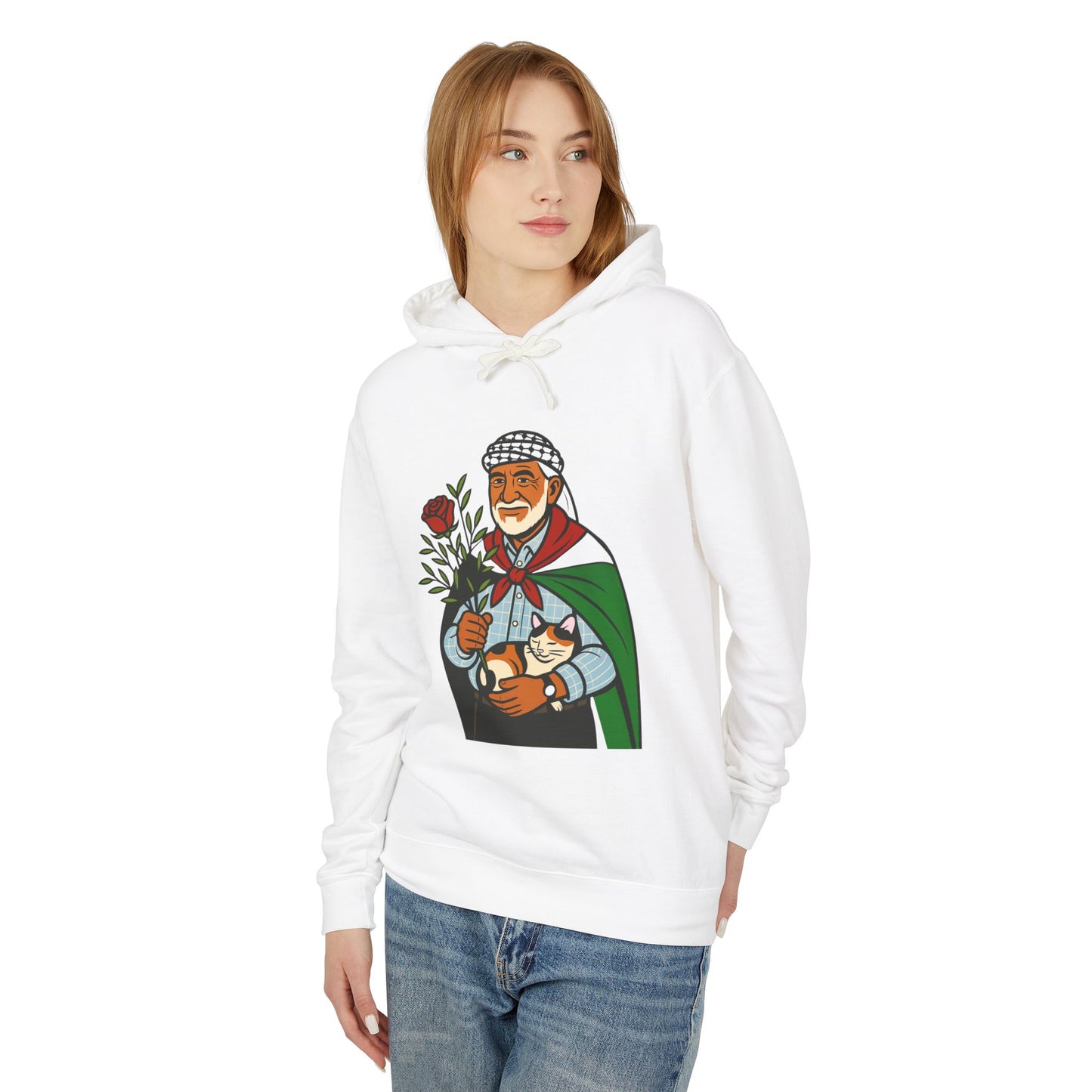 "Palestinian Jadu" (Grandpa) Ancestor Heritage Hooded Sweatshirt (Lightweight, Unisex)
