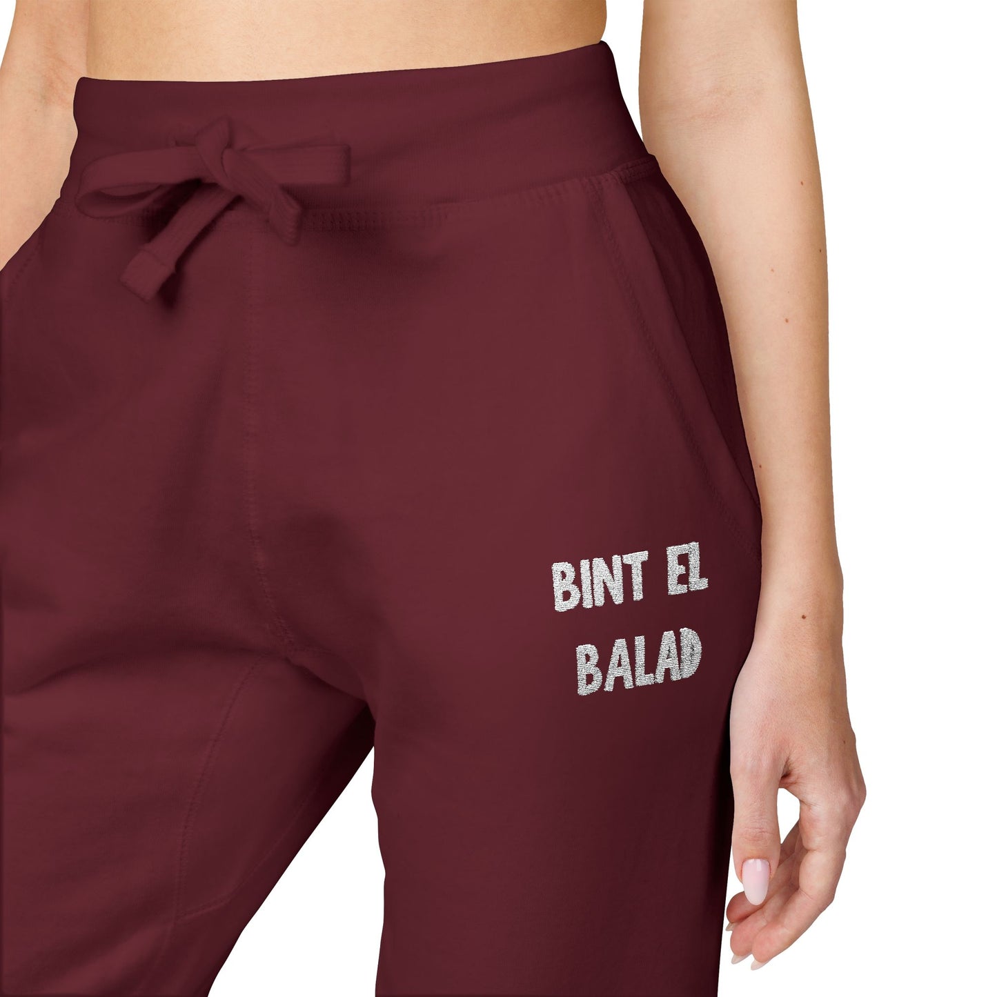'Bint El Balad' 'Daughter of the Land' Fleece Embroidered Joggers | Arab Hyphenated™ Staple