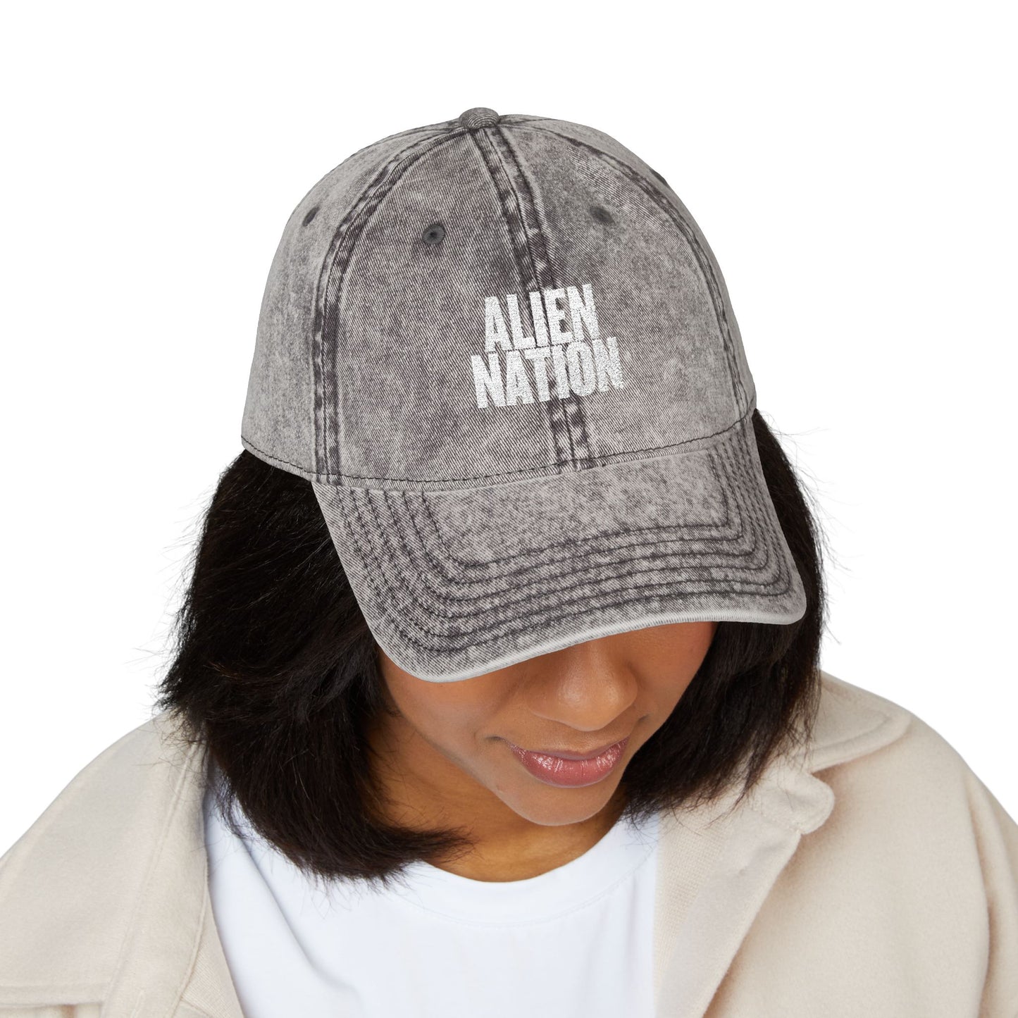 'Alien Nation. We come in peace.' Embroidered Vintage Heritage Ball Cap (2-Sided Print)