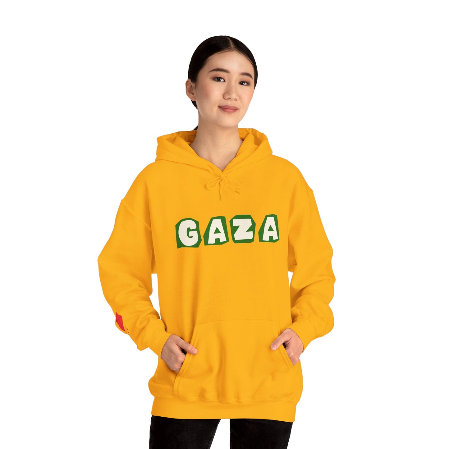 'We are Gaza' Heritage Hooded Sweatshirt (Chest & Sleeve Original Designs, Print)
