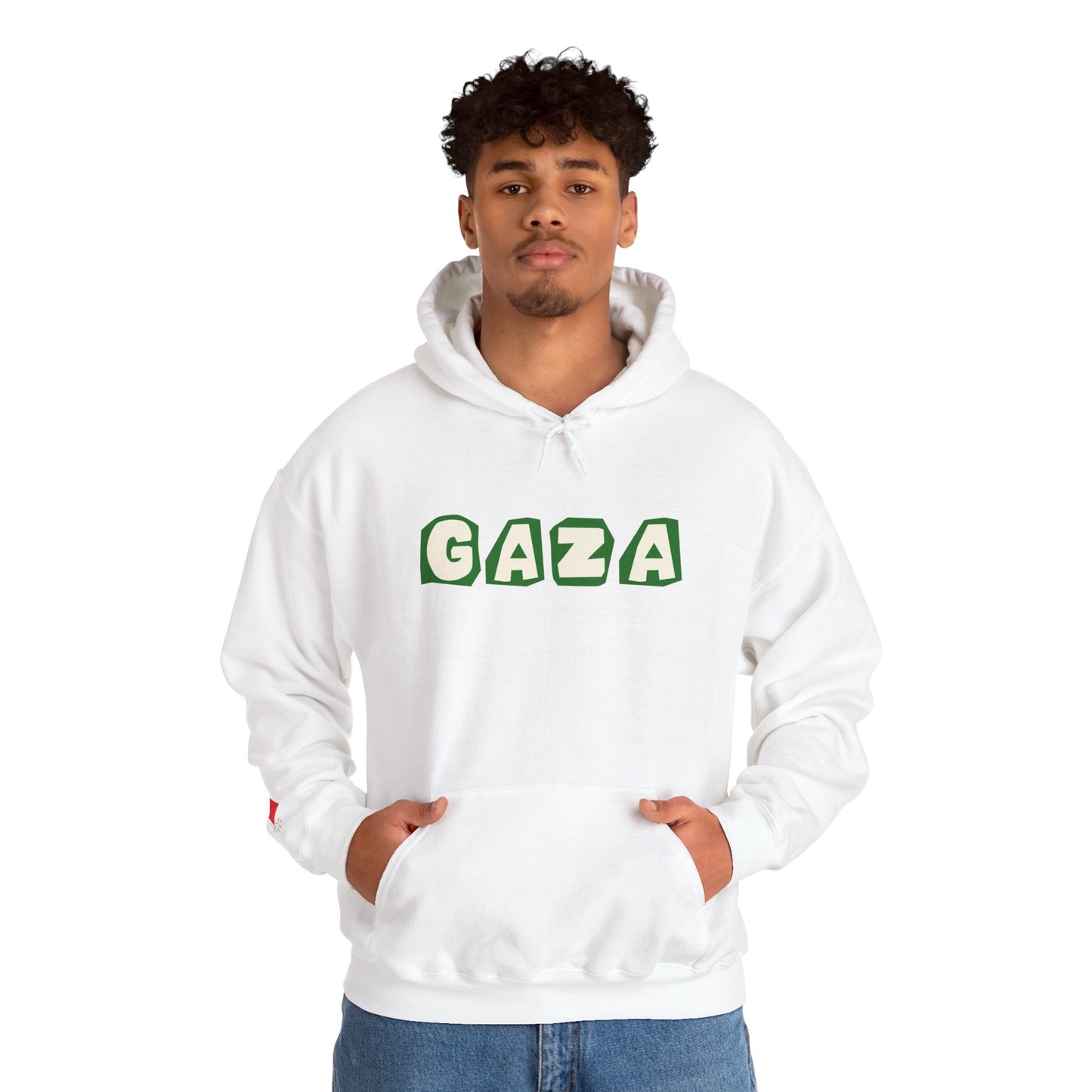 'We are Gaza' Heritage Hooded Sweatshirt (Chest & Sleeve Original Designs, Print)