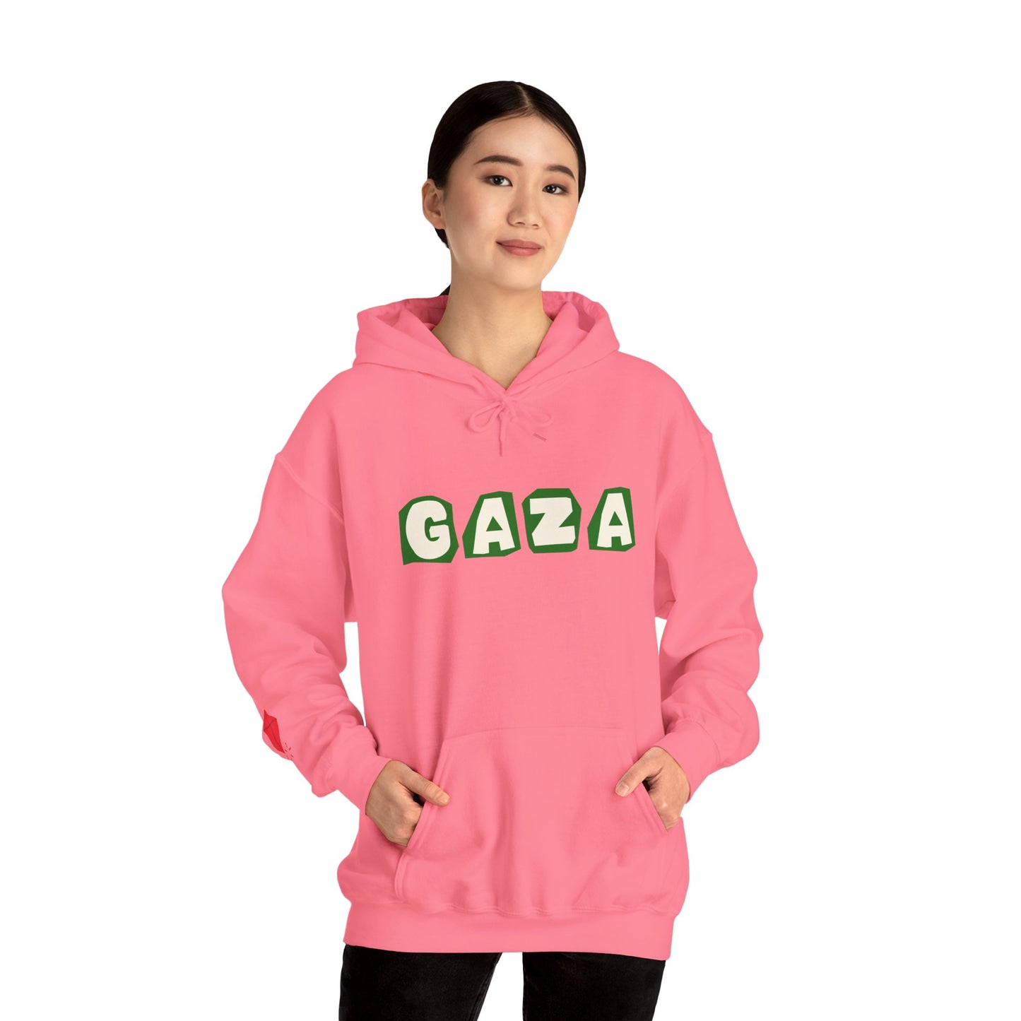 'We are Gaza' Heritage Hooded Sweatshirt (Chest & Sleeve Original Designs, Print)
