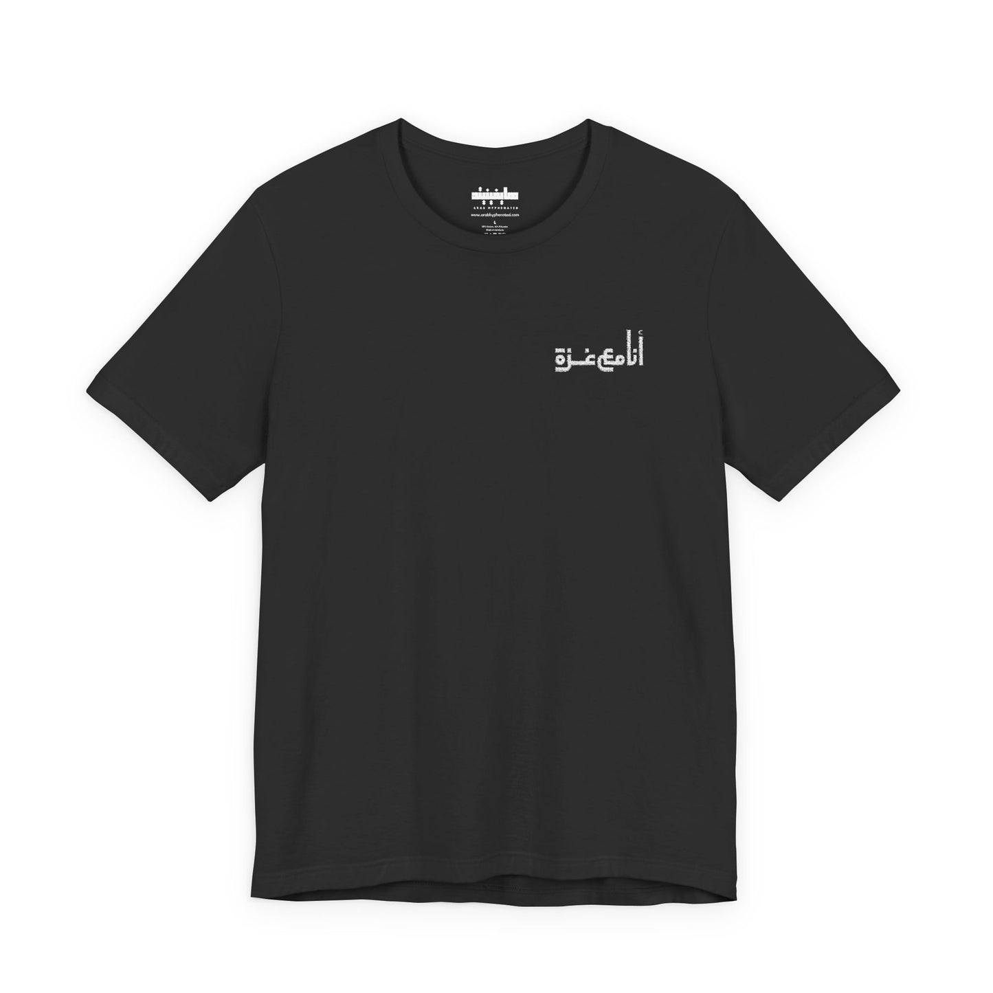 'I stand with Gaza' in Arabic | انا مع غزّة | Minimalist Embroidered Unisex Tee | Dark Colors
