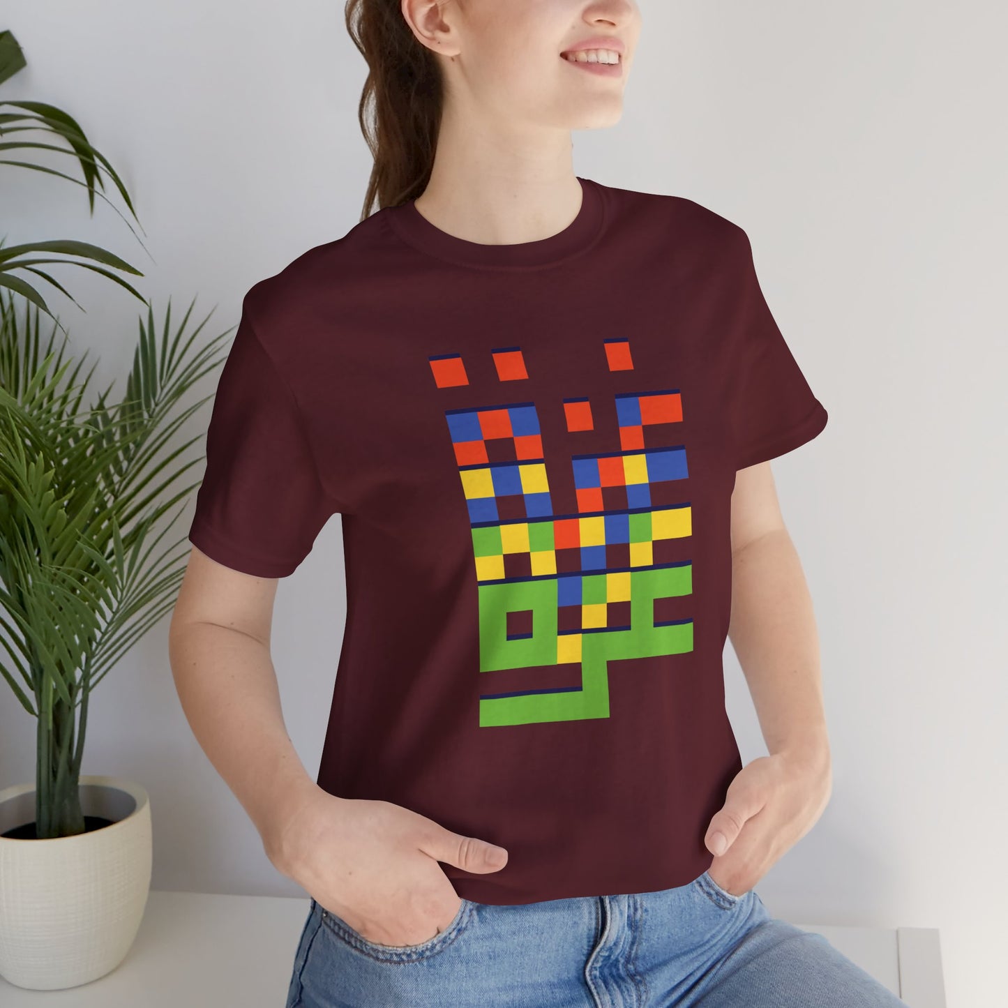 'Gaza in Color and Pixels' Arabic Text - Unisex Graphic Cotton Tee
