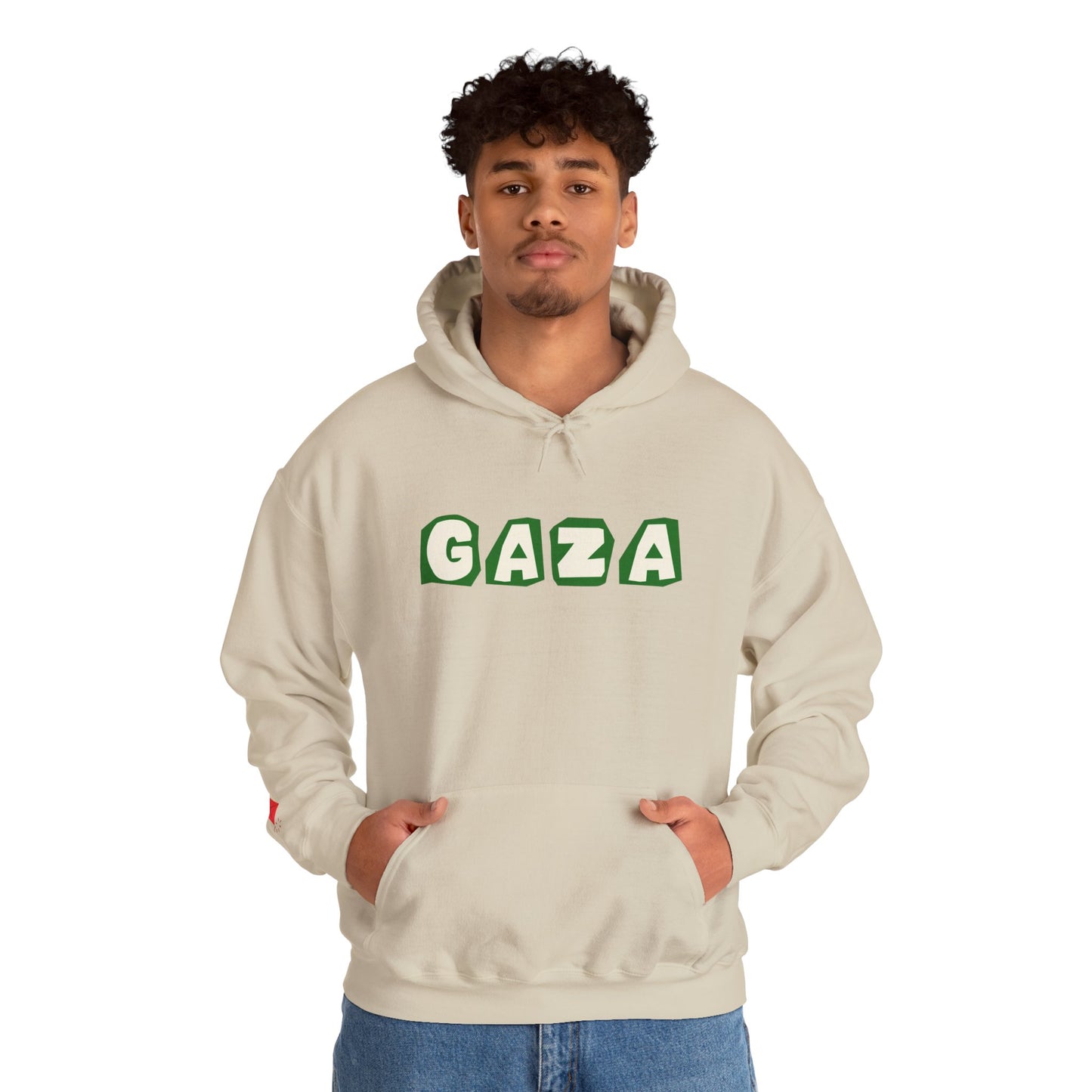 'We are Gaza' Heritage Hooded Sweatshirt (Chest & Sleeve Original Designs, Print)