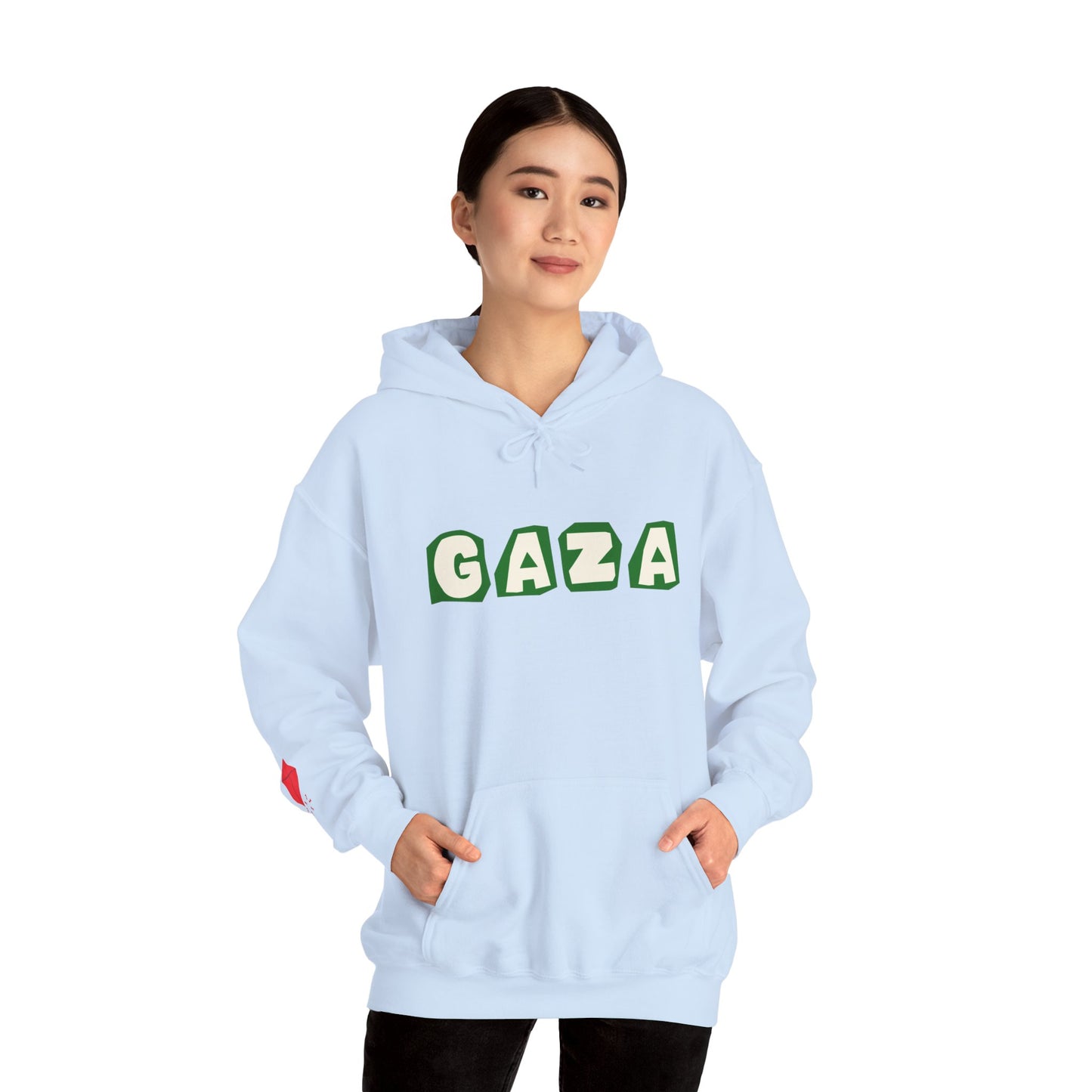 'We are Gaza' Heritage Hooded Sweatshirt (Chest & Sleeve Original Designs, Print)