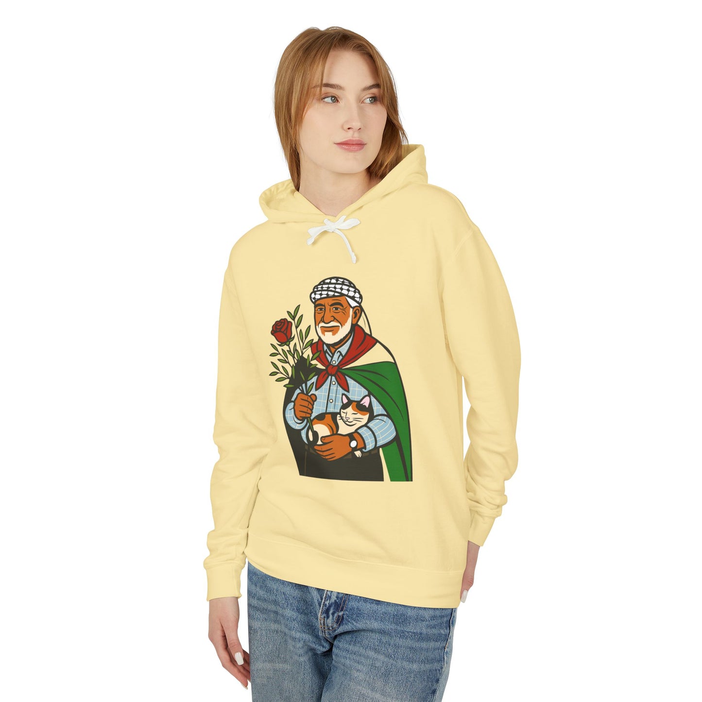 "Palestinian Jadu" (Grandpa) Ancestor Heritage Hooded Sweatshirt (Lightweight, Unisex)