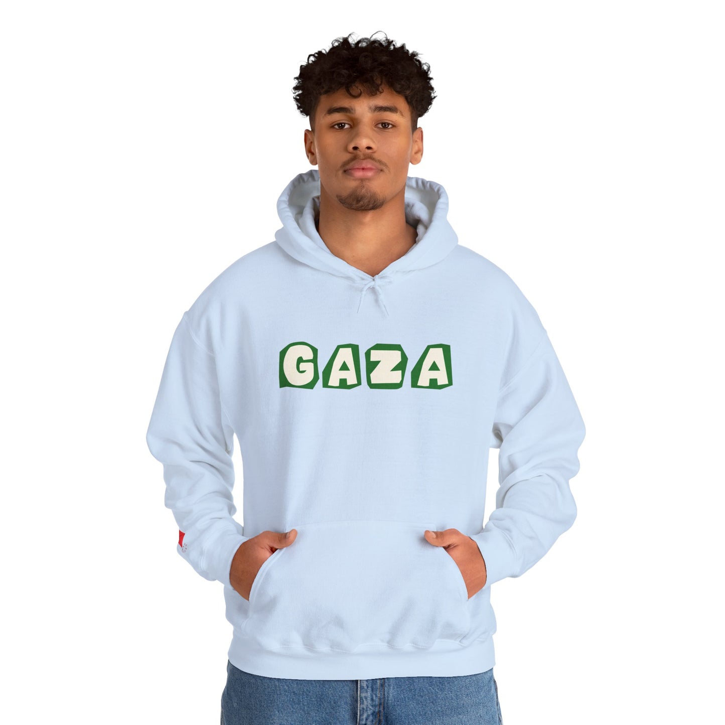 'We are Gaza' Heritage Hooded Sweatshirt (Chest & Sleeve Original Designs, Print)