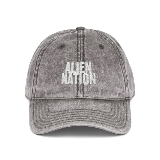 'Alien Nation. We come in peace.' Embroidered Vintage Heritage Ball Cap (2-Sided Print)