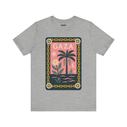 Gaza 'Break the Chains' Unisex Graphic Tee | Front Navy Blue Print