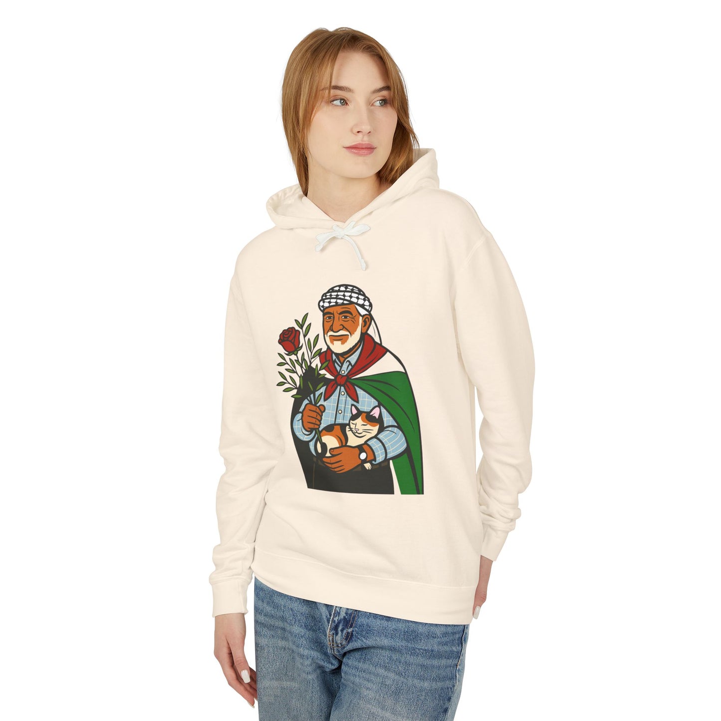 "Palestinian Jadu" (Grandpa) Ancestor Heritage Hooded Sweatshirt (Lightweight, Unisex)