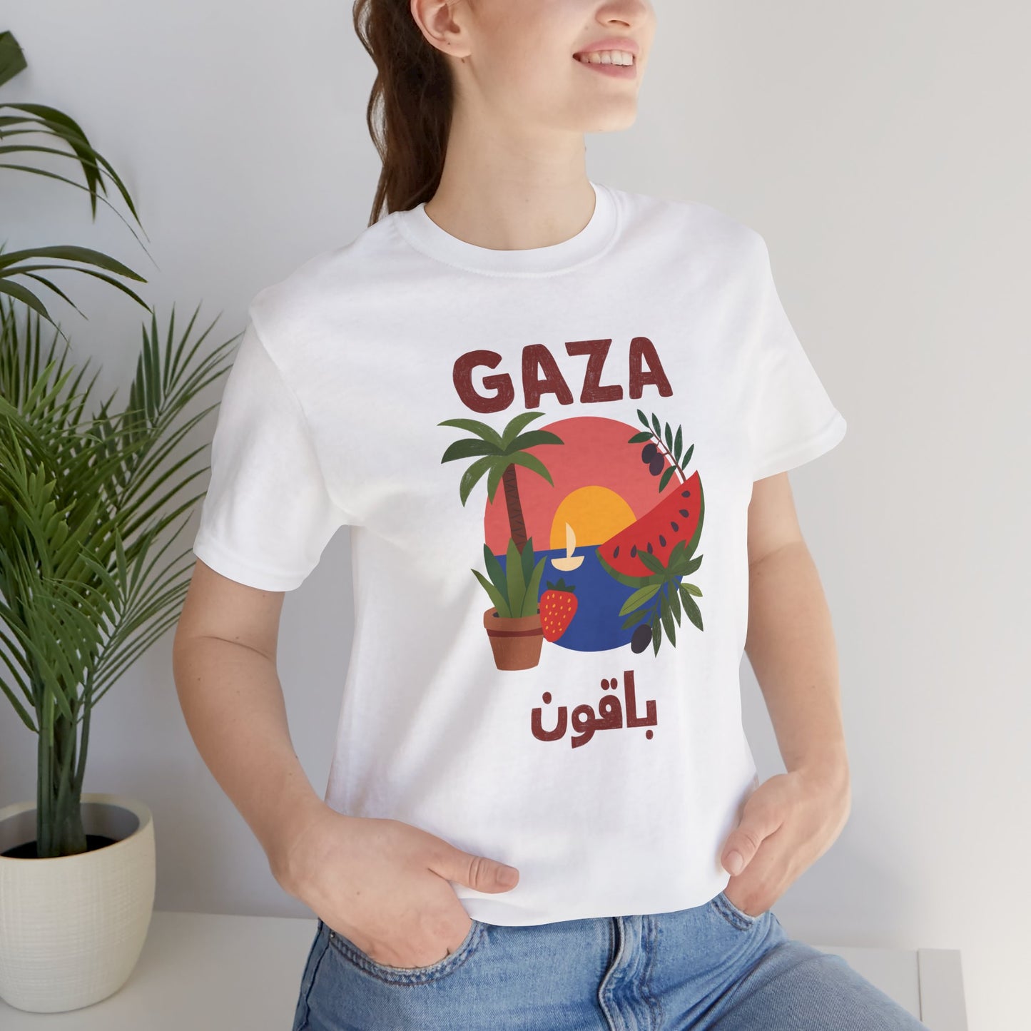 'Gaza Will Bloom Again' Unisex Graphic T-Shirt | Front & Sleeve Print