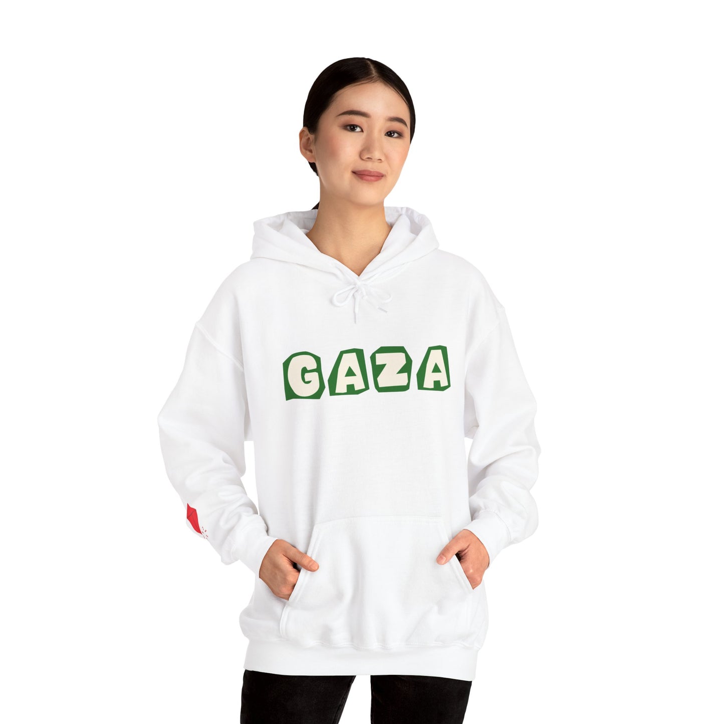 'We are Gaza' Heritage Hooded Sweatshirt (Chest & Sleeve Original Designs, Print)