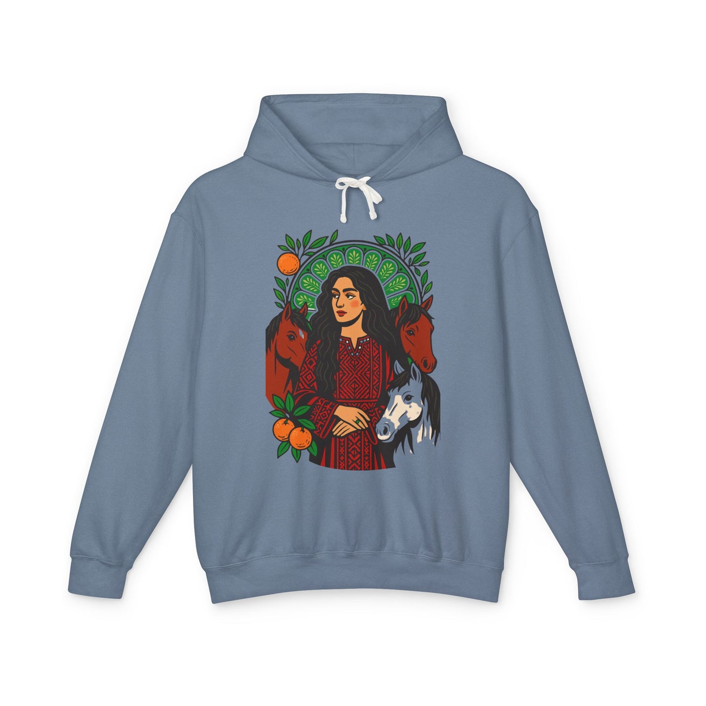 'Palestinian Woman' Ancestor Heritage Hooded Sweatshirt (Lightweight, Unisex)