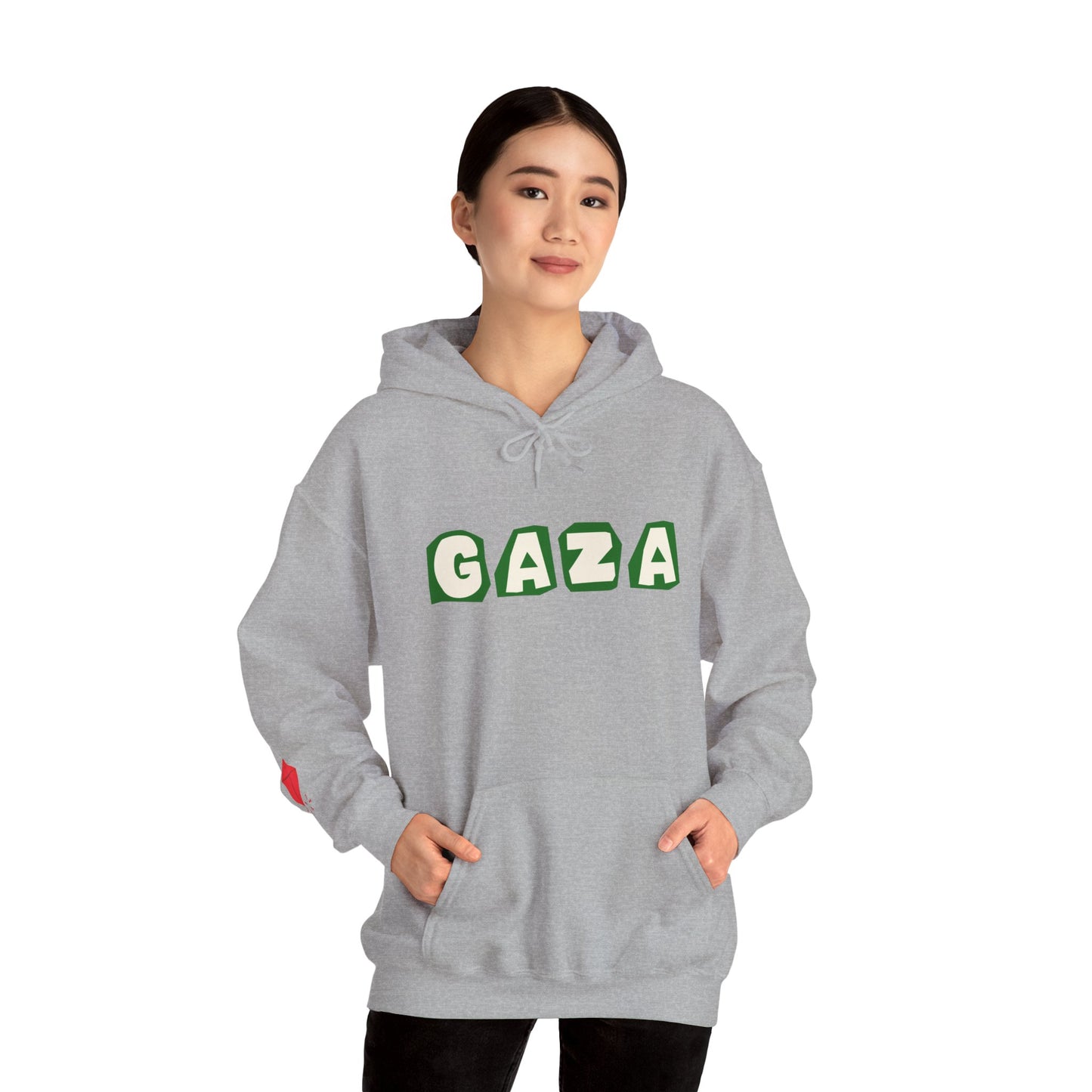 'We are Gaza' Heritage Hooded Sweatshirt (Chest & Sleeve Original Designs, Print)