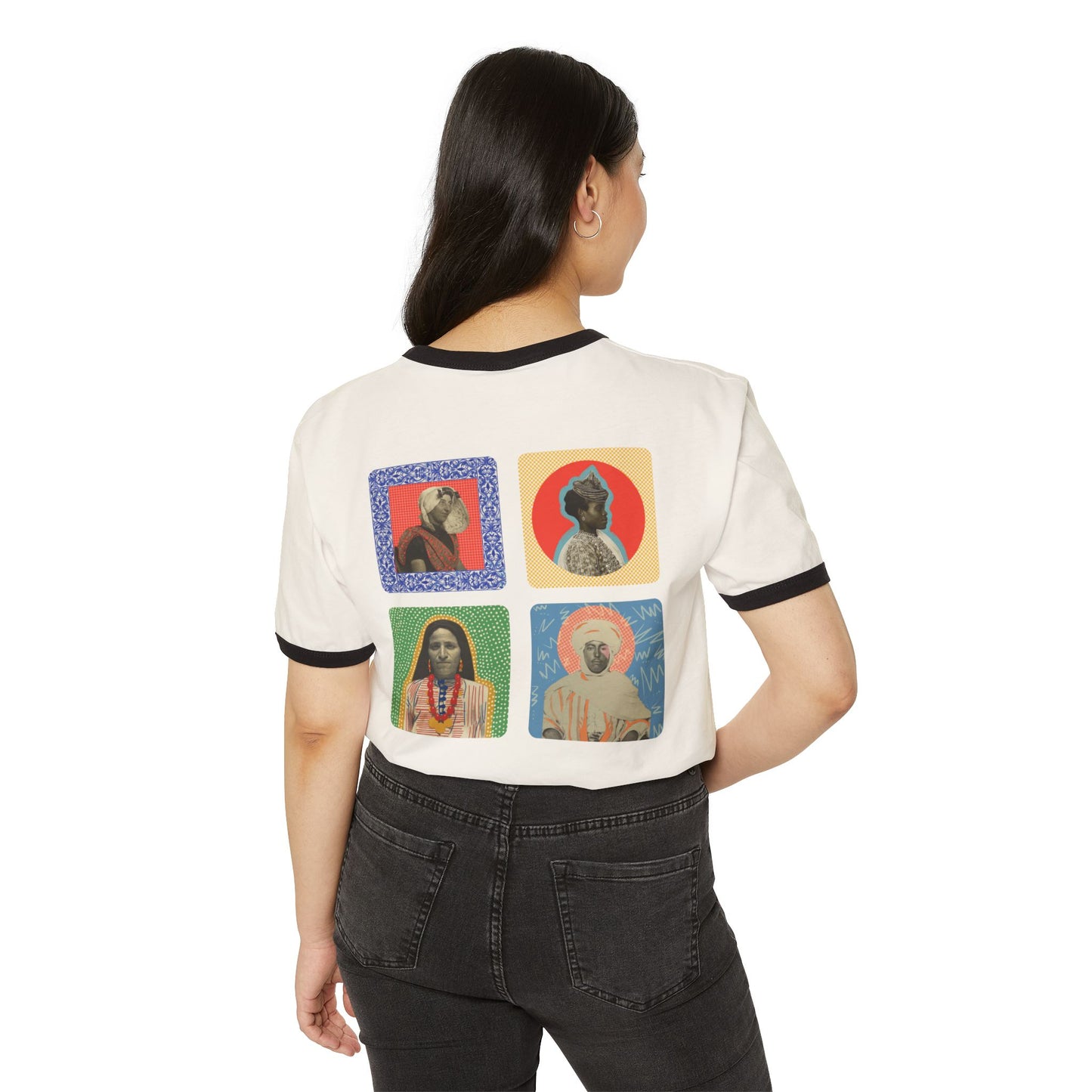 'Ancestors, Not Aliens' Unisex Cotton Ringer T-Shirt (4 designs, 4 immigrants) | Alien Nation™