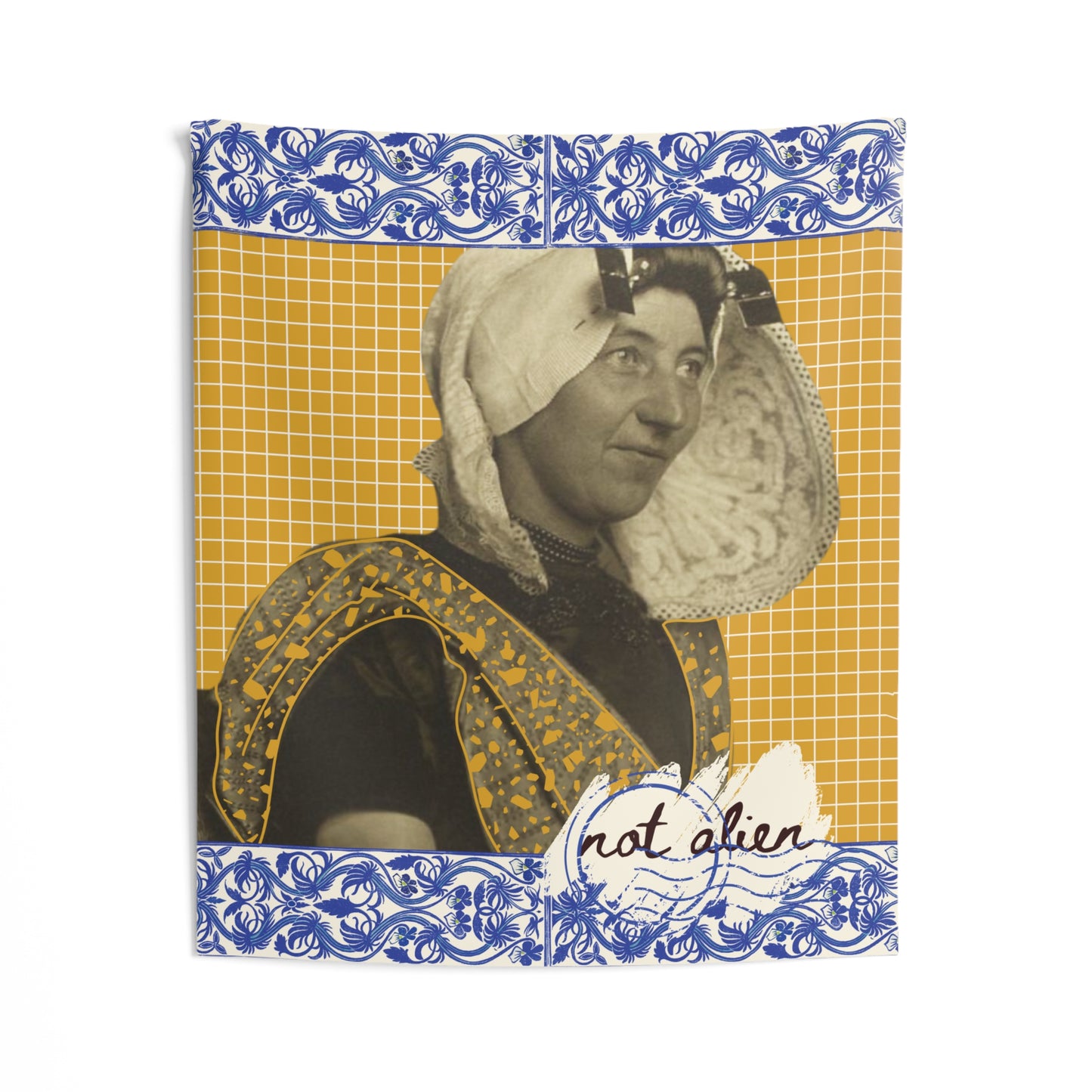 'Not Alien' Wall Tapestry (Dutch Immigrant, Ellis Island, ca. 1906-1914) Yellow | Alien Nation™