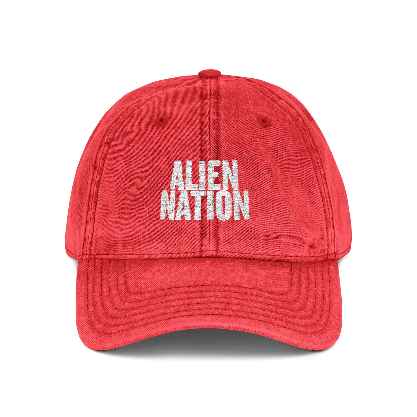 'Alien Nation. We come in peace.' Embroidered Vintage Heritage Ball Cap (2-Sided Print)