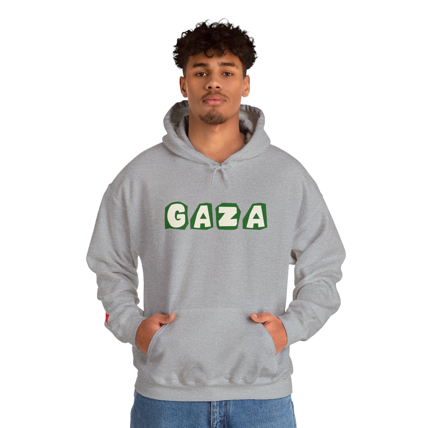 'We are Gaza' Heritage Hooded Sweatshirt (Chest & Sleeve Original Designs, Print)