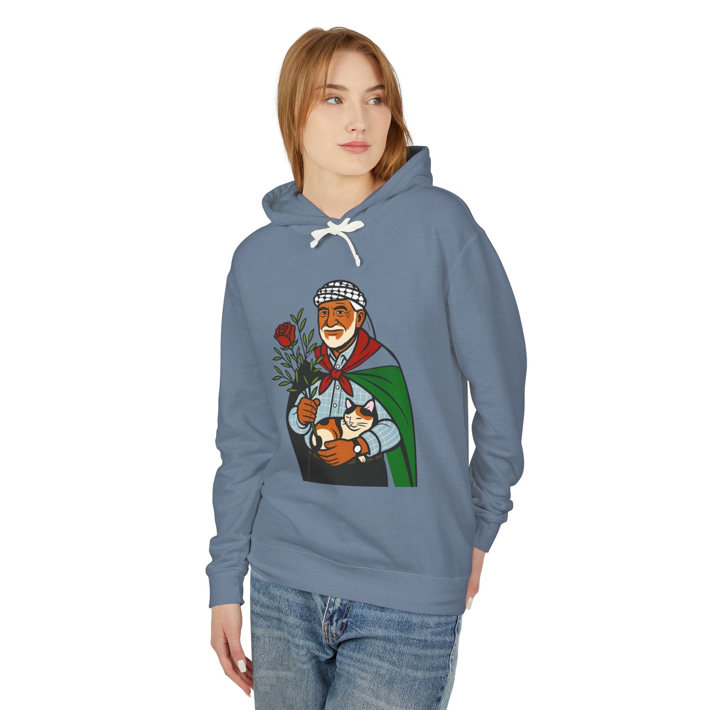 "Palestinian Jadu" (Grandpa) Ancestor Heritage Hooded Sweatshirt (Lightweight, Unisex)