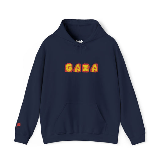 'Gaza' Embroidered Unisex Heavy Blend™ Hooded Sweatshirt - Navy and Blue