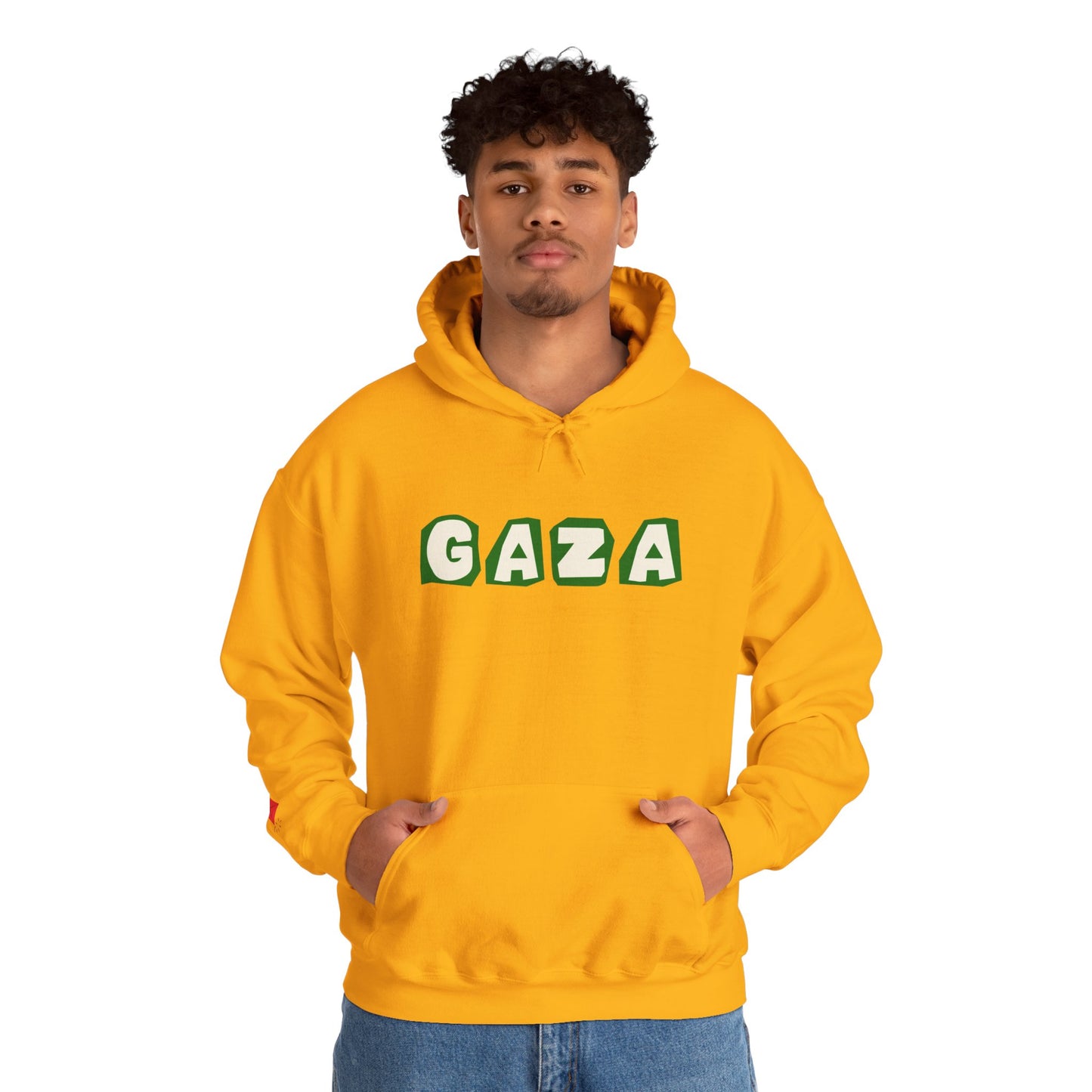 'We are Gaza' Heritage Hooded Sweatshirt (Chest & Sleeve Original Designs, Print)