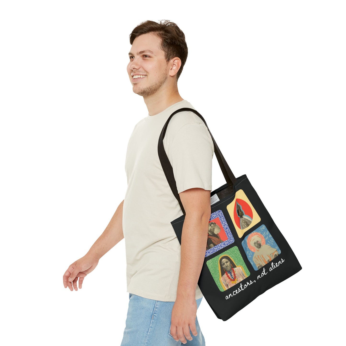 'Ancestors, not Aliens' Tote Bag (4 designs, 4 immigrants) | Alien Nation™