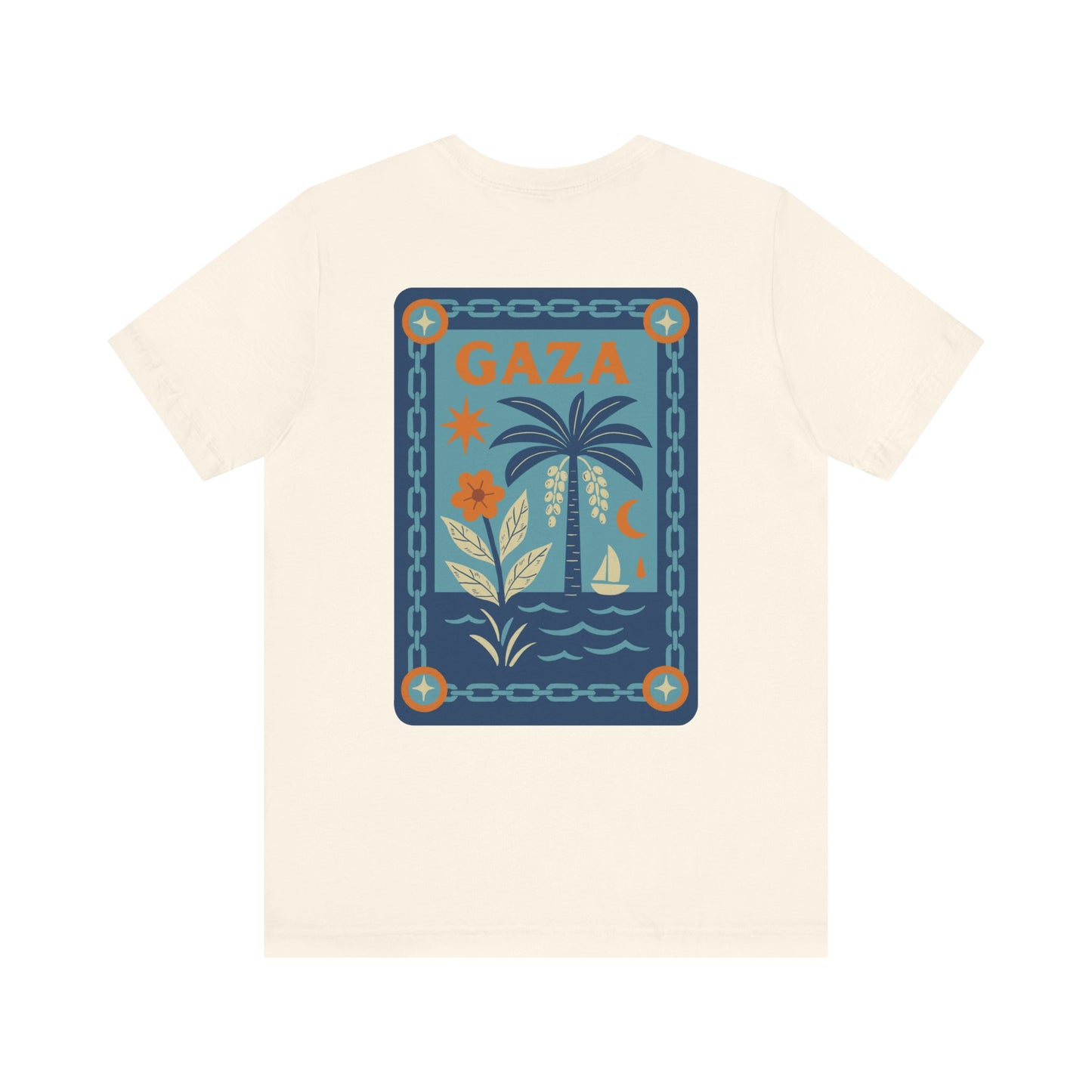 Gaza 'Break the Chains' Graphic Tee | Blue Artwork | Front & Back Print