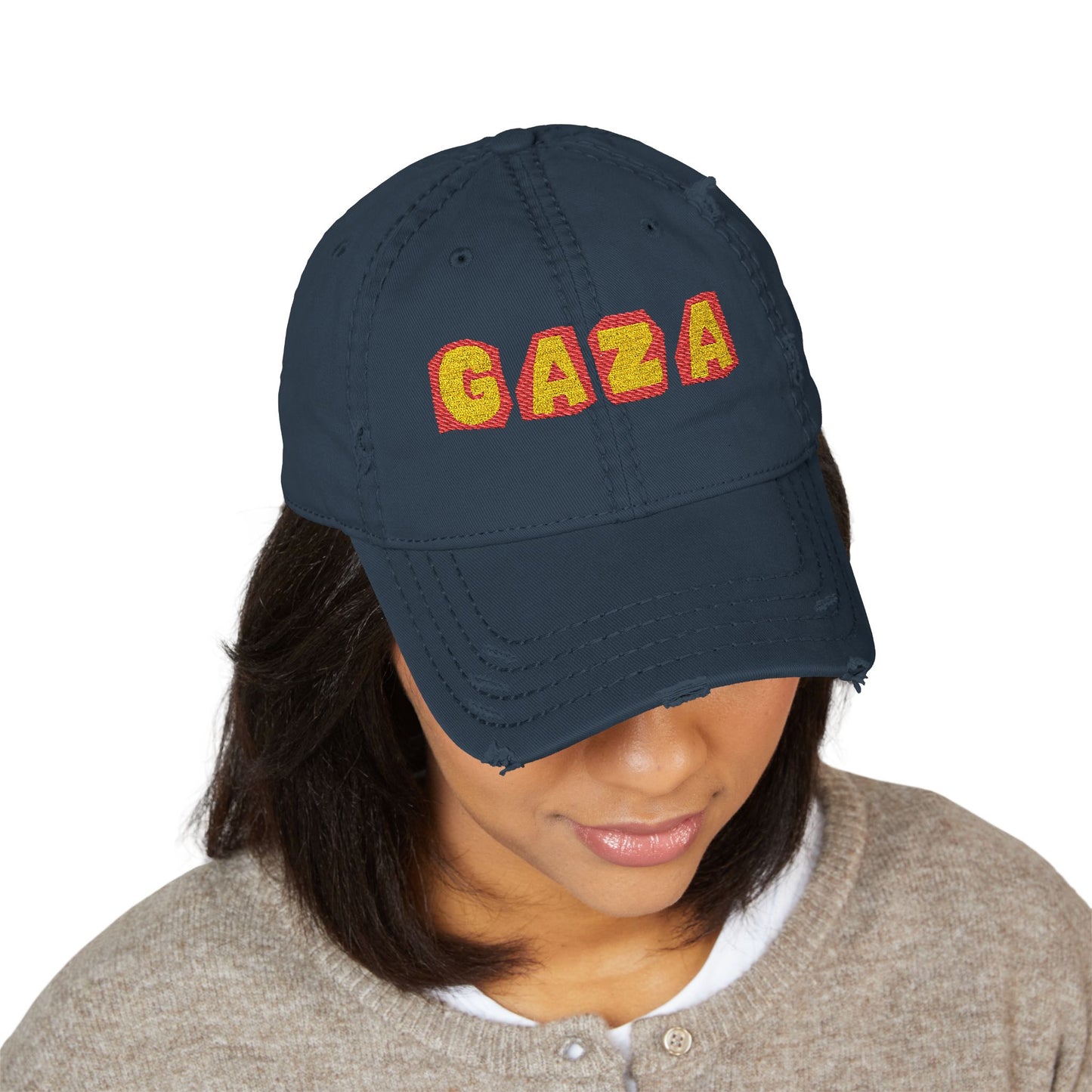 'For Gaza' Distressed Embroidered Heritage Ball Cap | Limited Edition