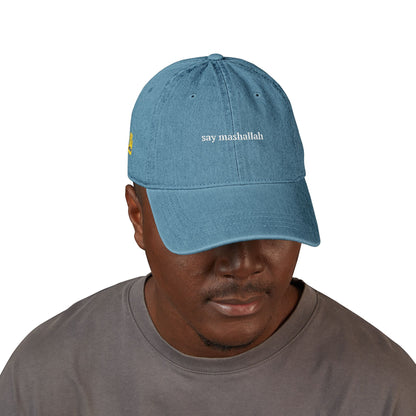 🧿 Say Mashallah and Hamsa Hand Embroidered Heritage Denim Hat