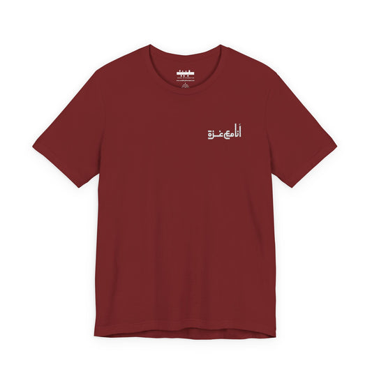 'I stand with Gaza' in Arabic | انا مع غزّة |  Minimalist Embroidered Unisex Tee | Dark Colors