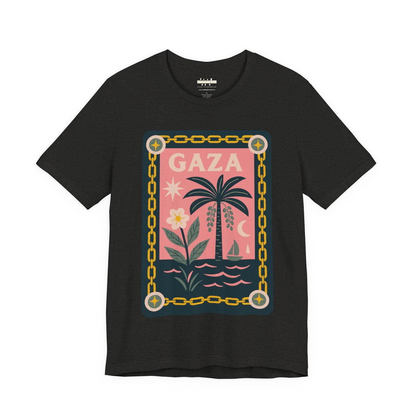 Gaza 'Break the Chains' Unisex Graphic Tee | Front Navy Blue Print
