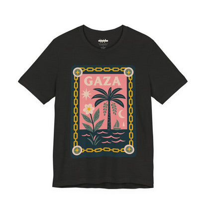 Gaza 'Break the Chains' Unisex Graphic Tee | Front Navy Blue Print