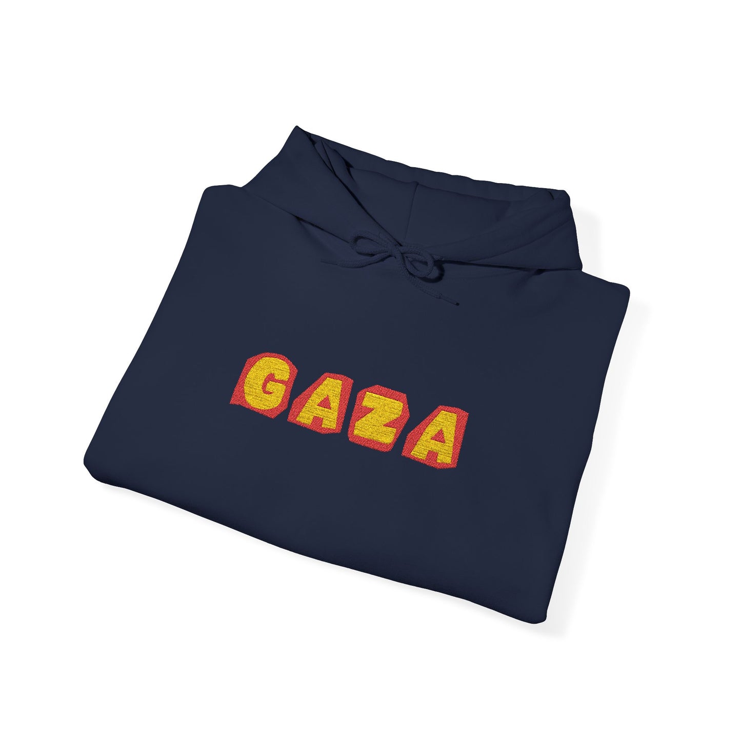 'Gaza' Embroidered Unisex Heavy Blend™ Hooded Sweatshirt - Navy and Blue
